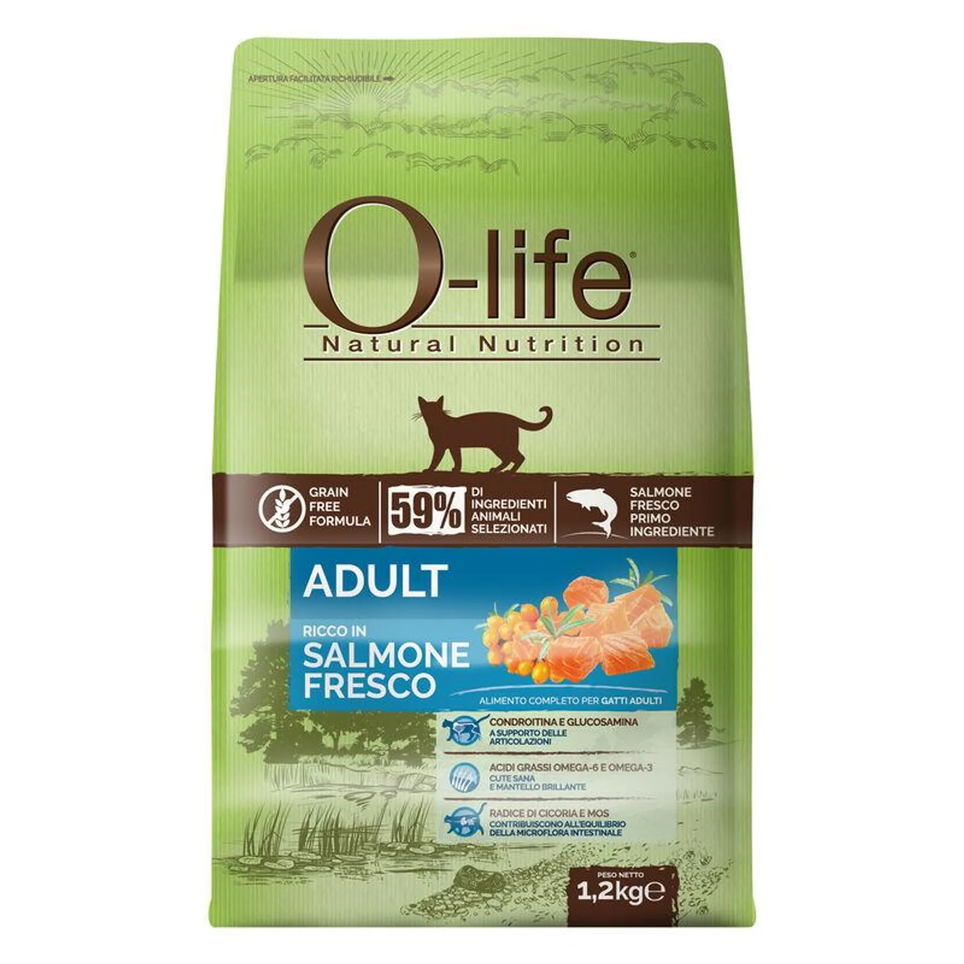 O-life Cat Adult con Salmone Fresco 1,2 Kg