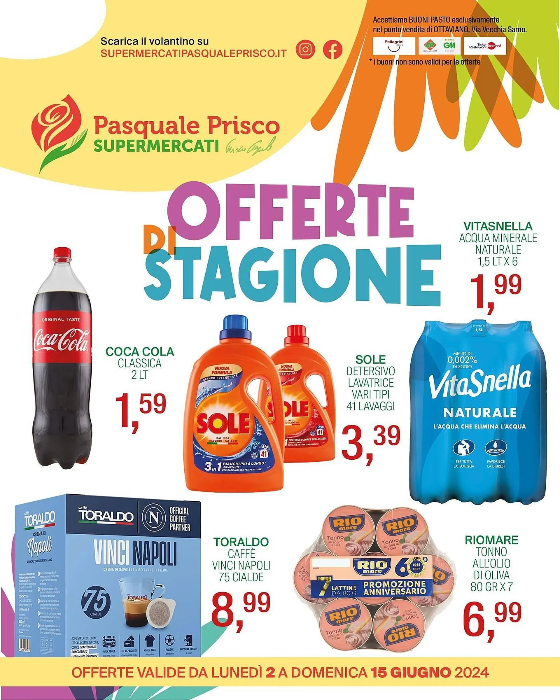 Volantino Supermercati Pasquale Prisco da 2 giugno a 15 giugno di 2025 - Pagina del volantino 1