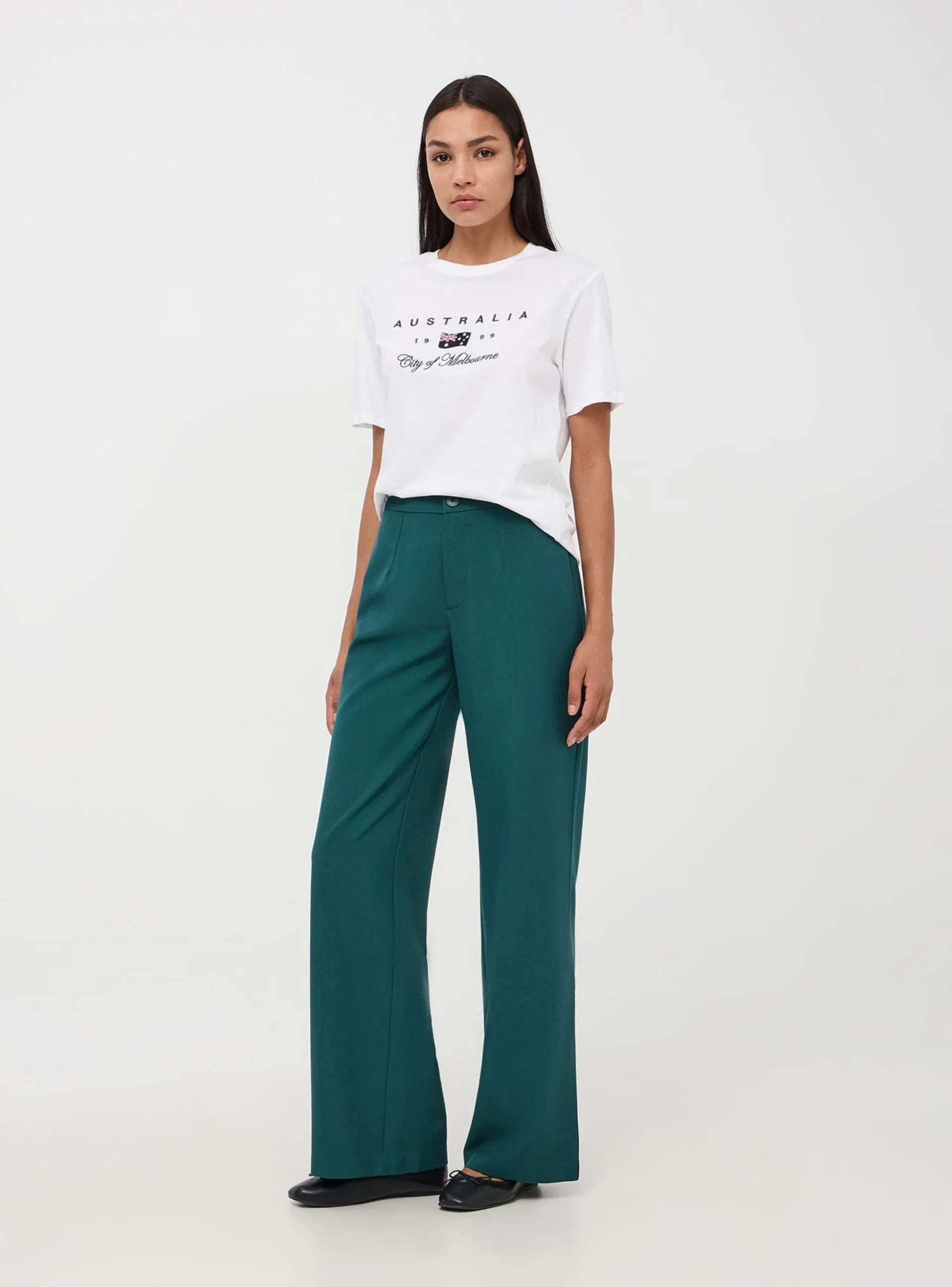 Pantaloni wide leg Verde scuro