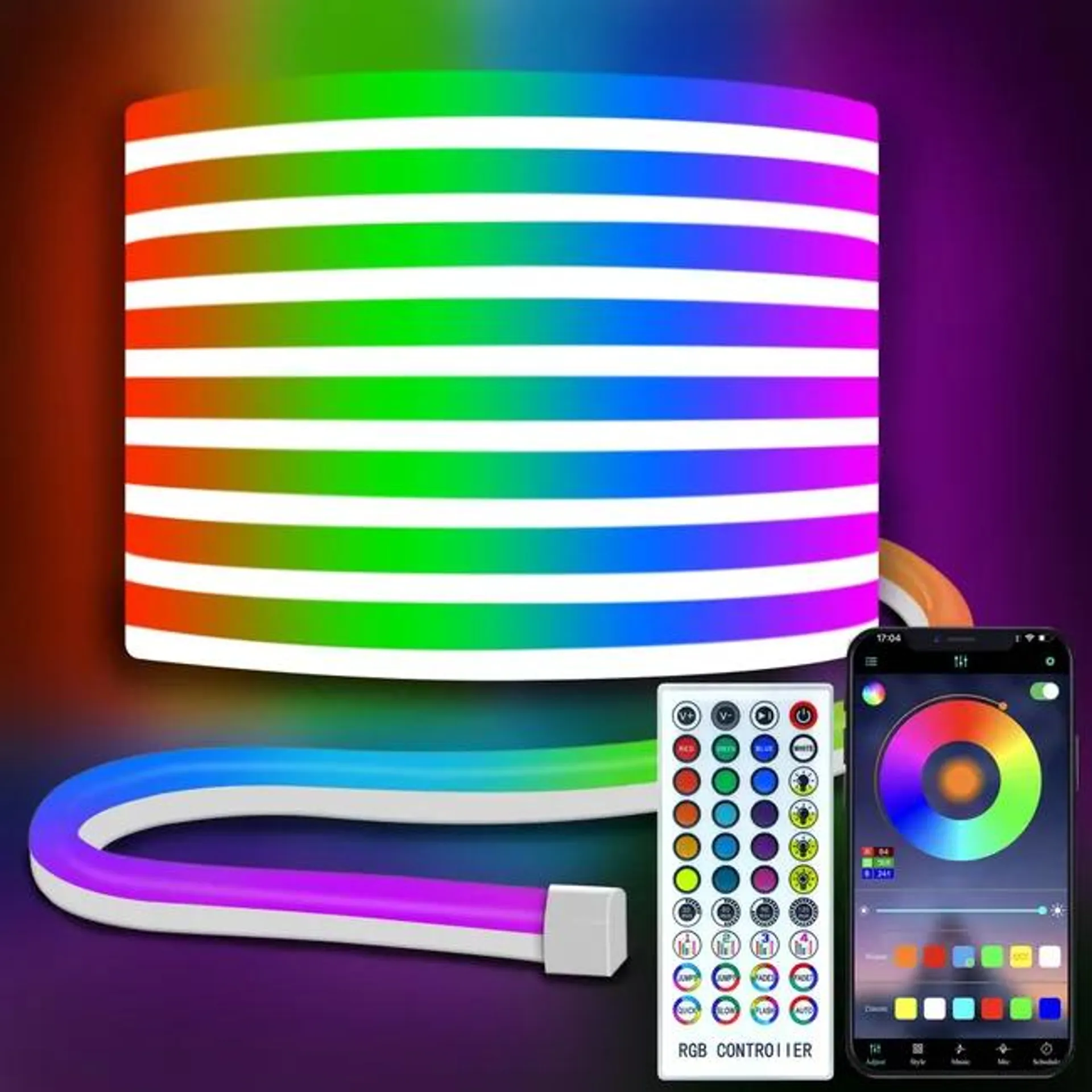 Strisce LED al neon RGB da 1000 cm - 600 LED, controllo con app/modalità multiple a distanza IP67 impermeabili per Natale/Halloween