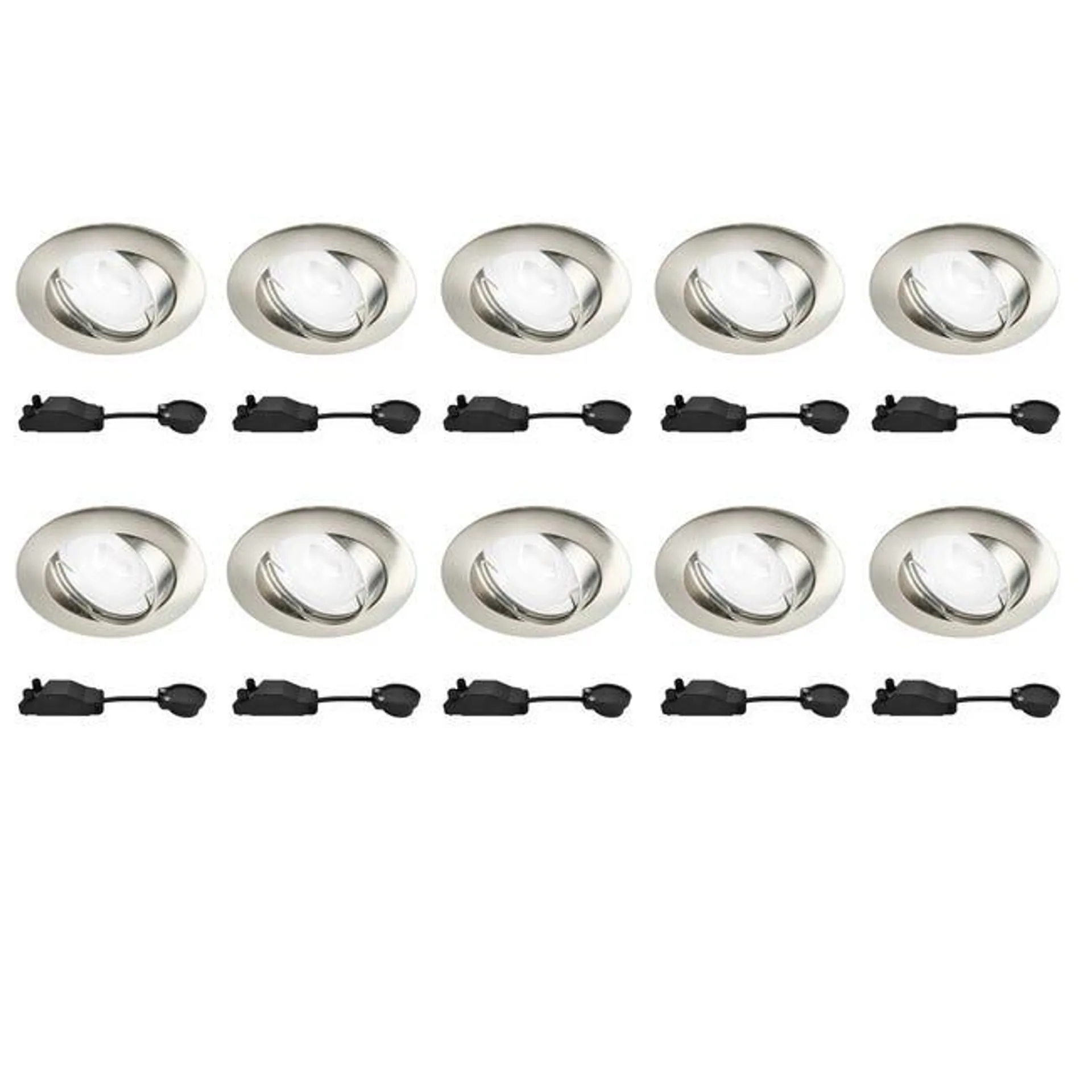 Set da 10 pezzi Faretto da incasso LED Clane tondo nichel, orientabile foro incasso 7.5 cm luce bianco naturale Vedi i dettagli del prodotto