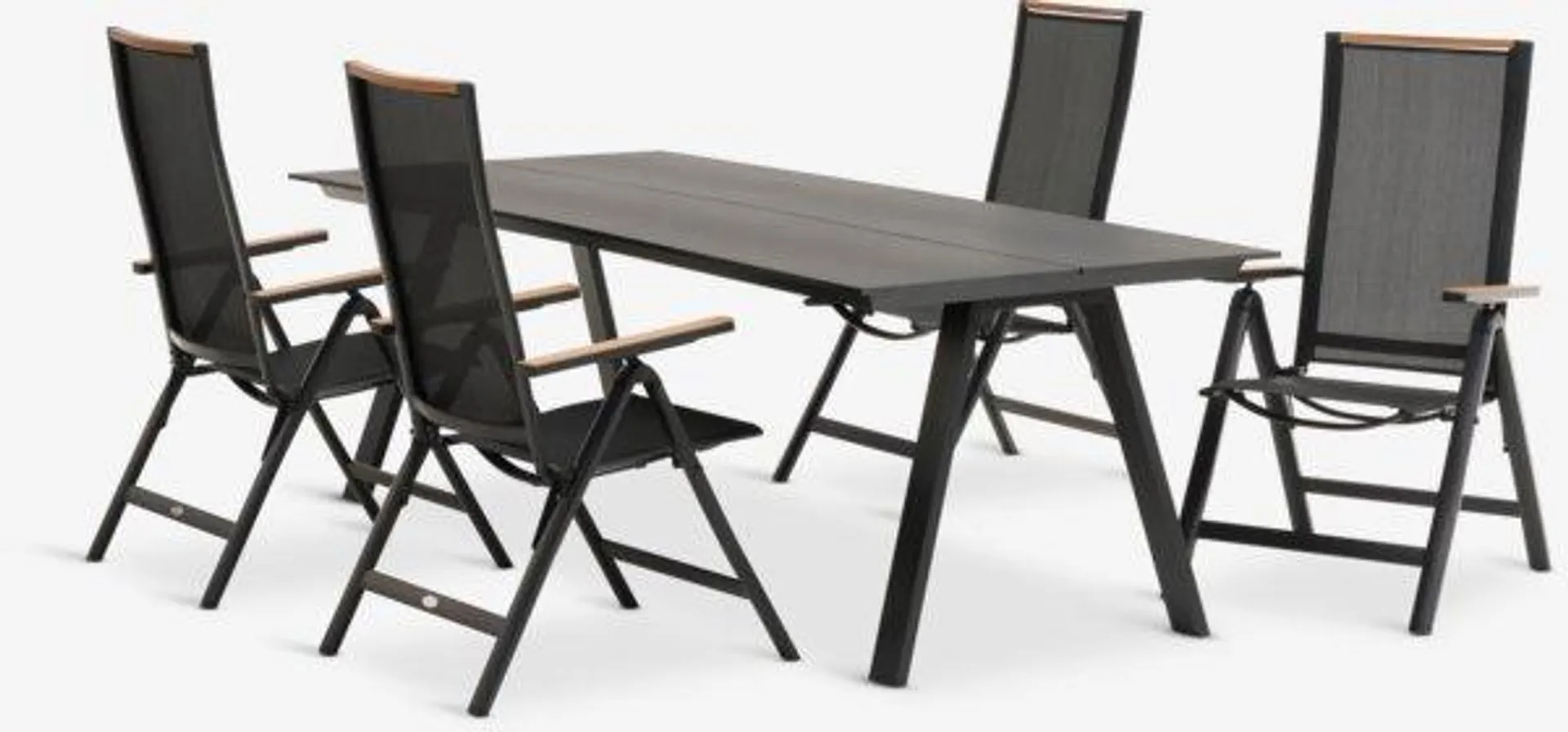 Tavolo FAUSING L220 cm + 4 Sedie BREDSTEN nero