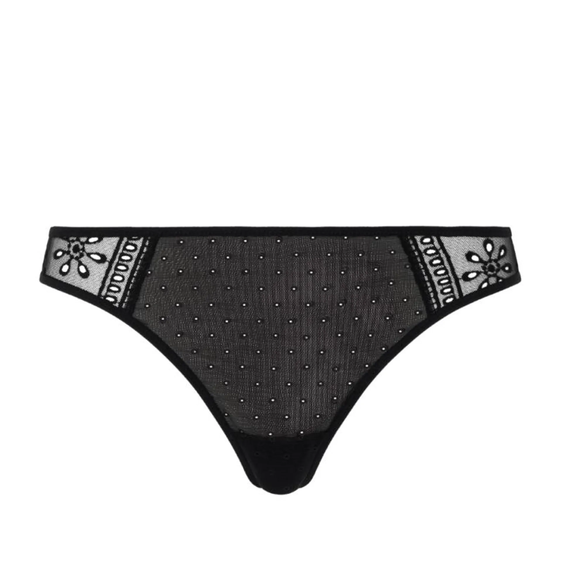 PAS-P42L70-011 - Tanga Prisca in tulle e pizzo - nero