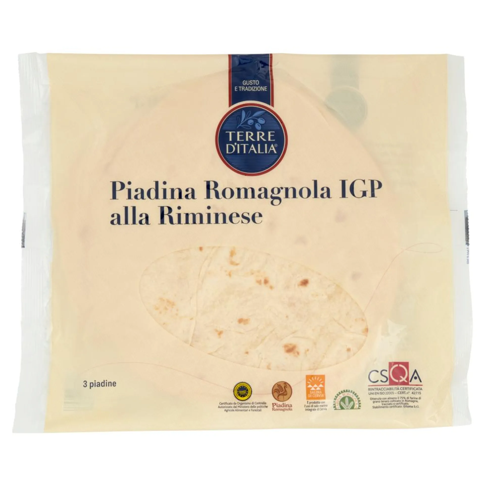 Terre d'Italia Piadina Romagnola IGP alla Riminese 3 piadine 3 x 120 g