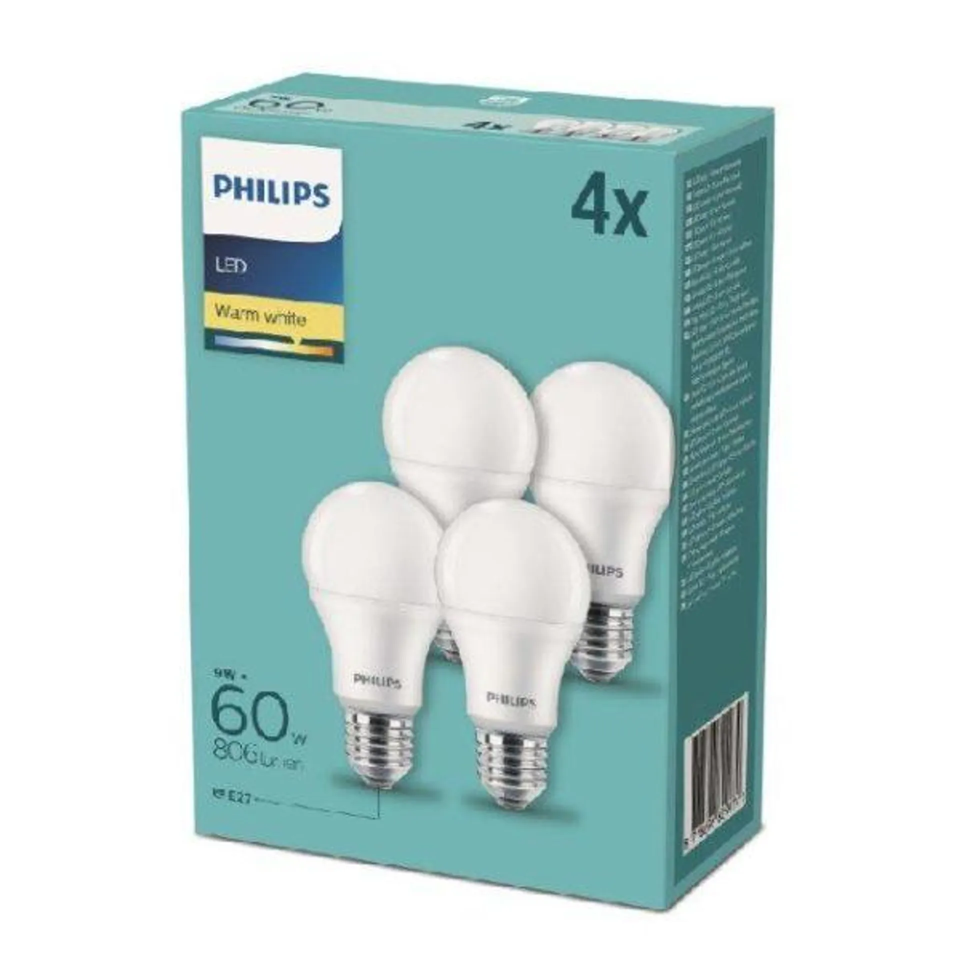 PHILIPS LED 4 LAMPADINE 60W E27