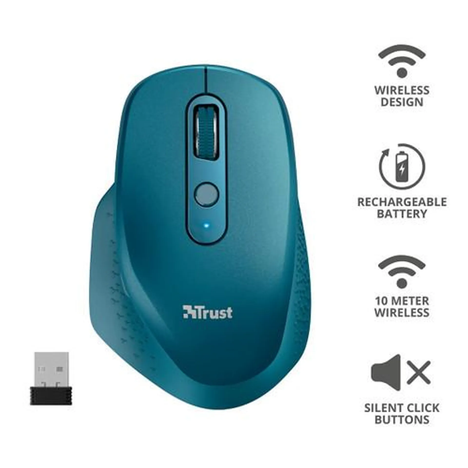 TRUST - OZAA RECHARGEABLE S MOUSE BLUE