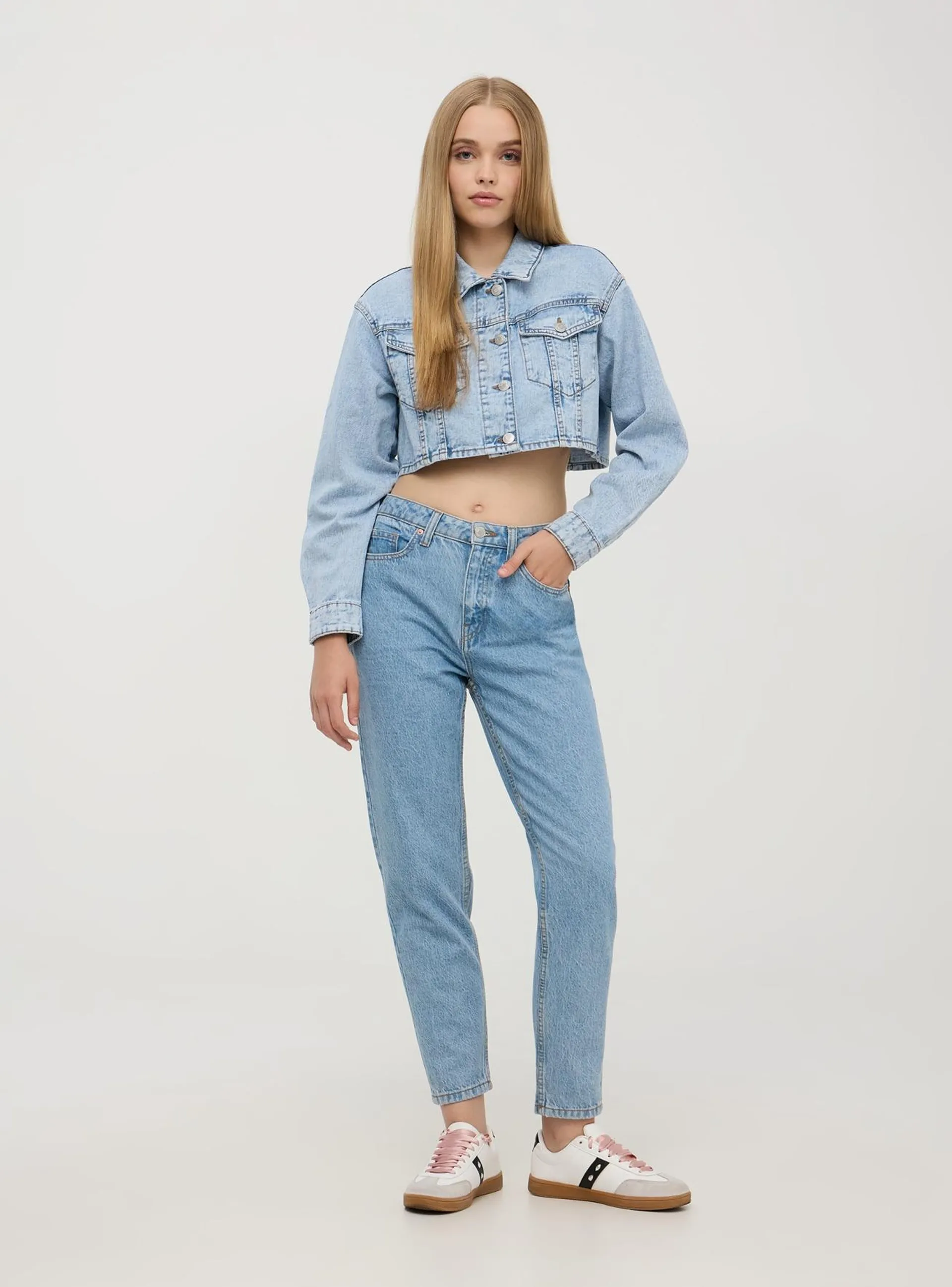 Jeans mom fit Blu denim chiaro