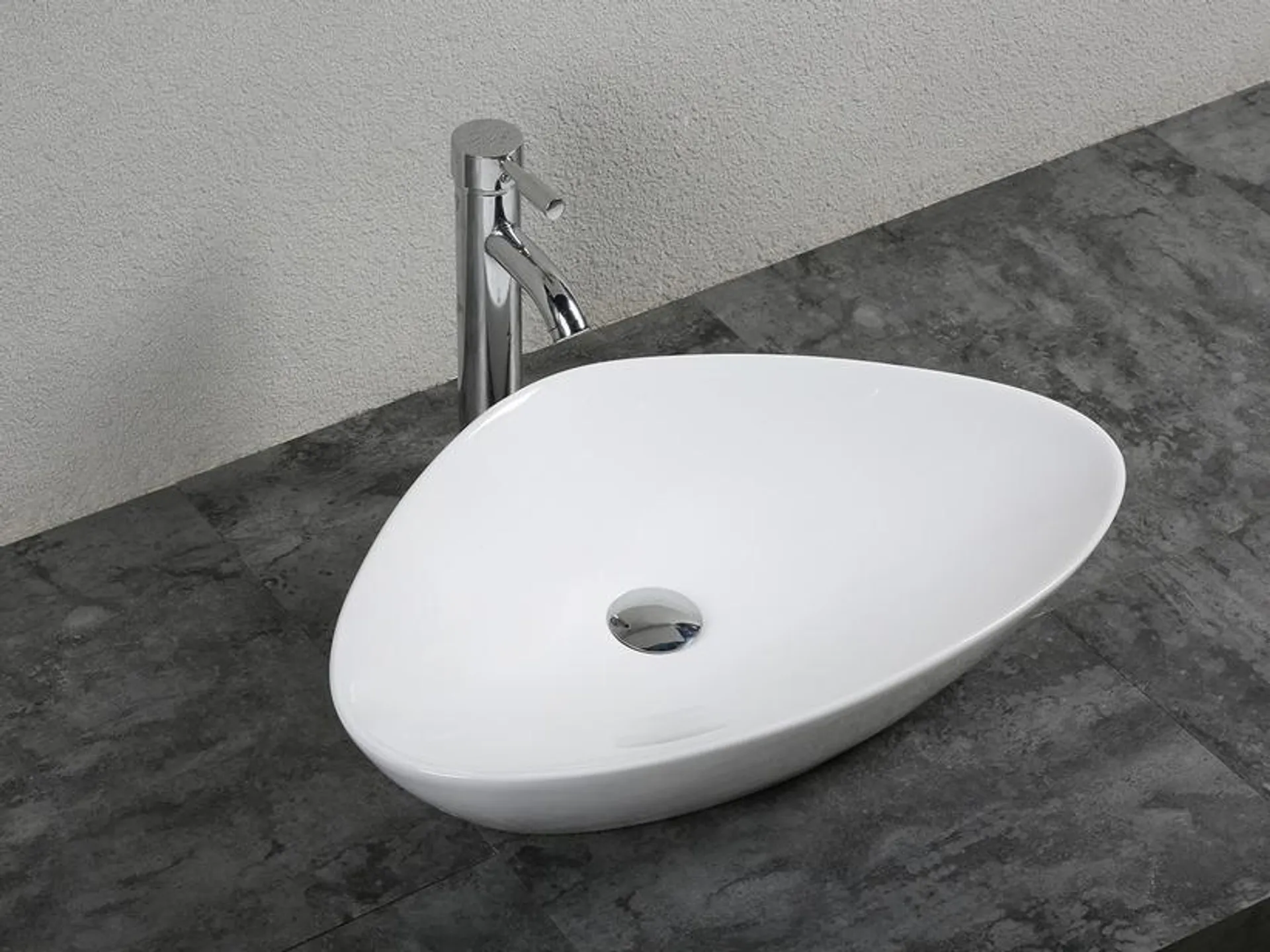 Lavabo da Appoggio Panaro 59x39 H13,5 in Ceramica Bianco Lucido