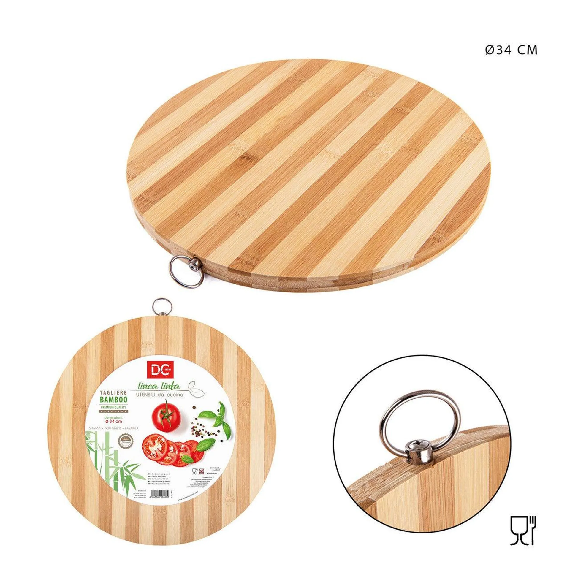 Dc - Tagliere Bamboo Tondo 34x15Cm