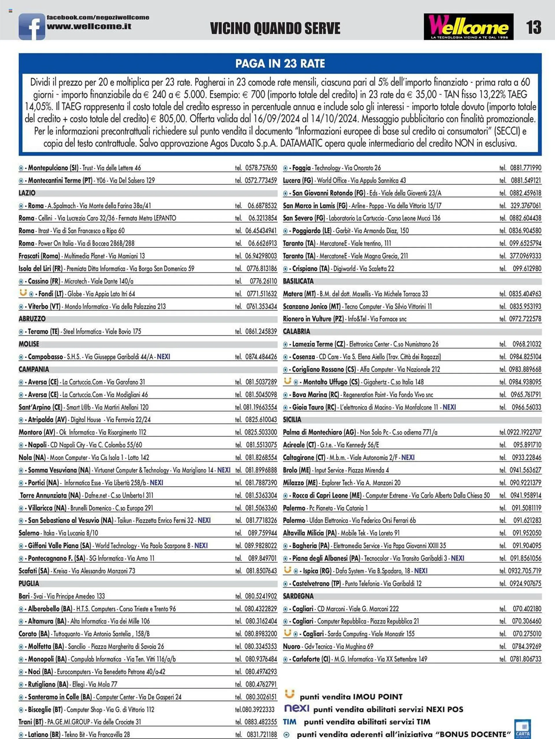 Volantino Wellcome da 16 settembre a 30 novembre di 2024 - Pagina del volantino 13