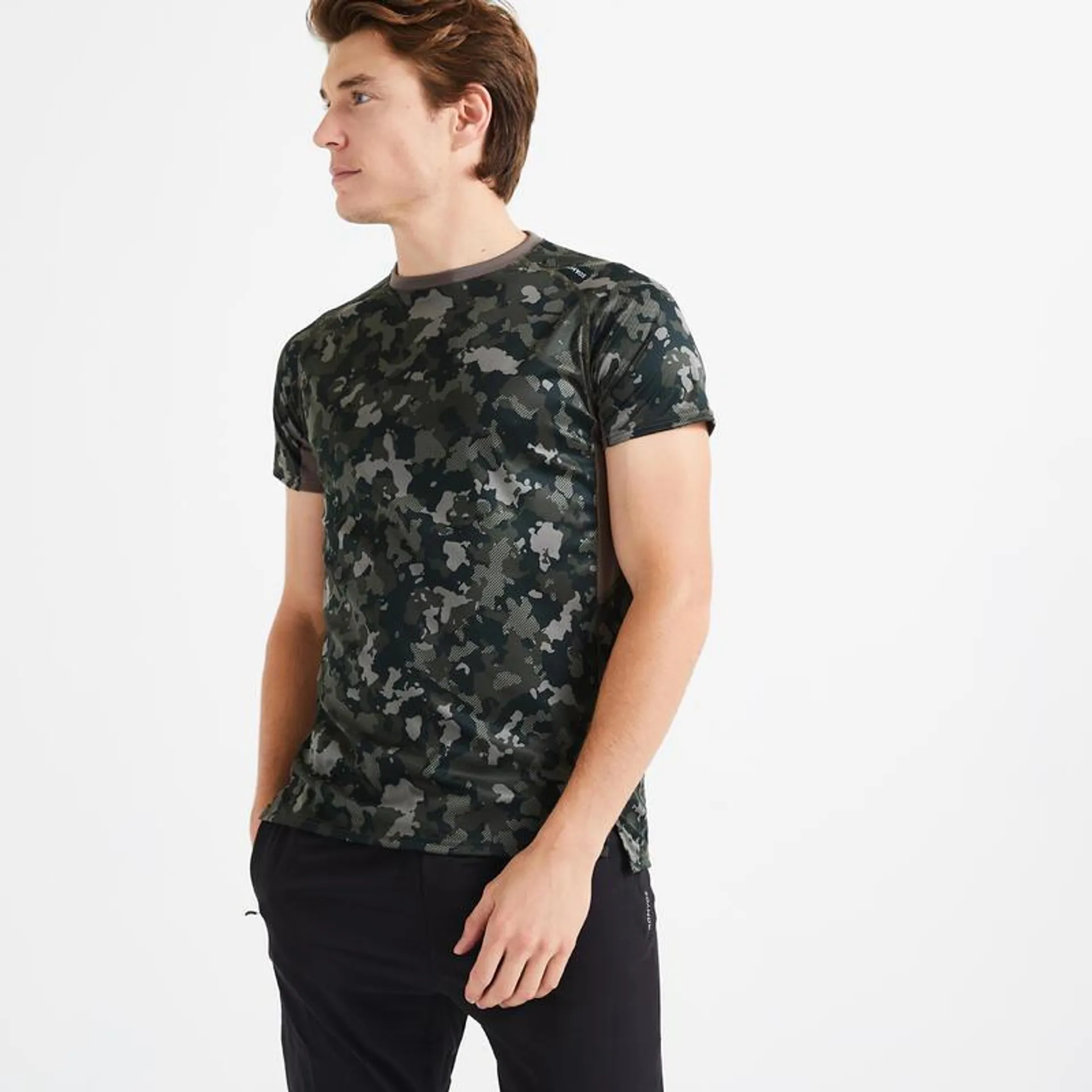 T-shirt uomo fitness 120 traspirante verde militare