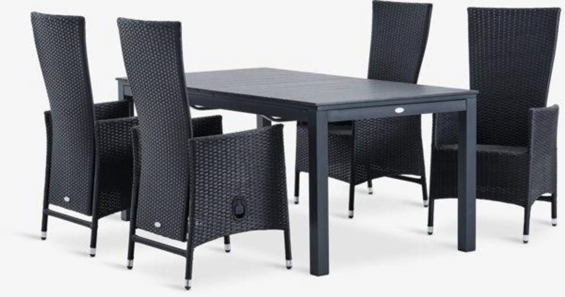 VATTRUP Tavolo L172/276 cm + 4 SKIVE Sedie nero