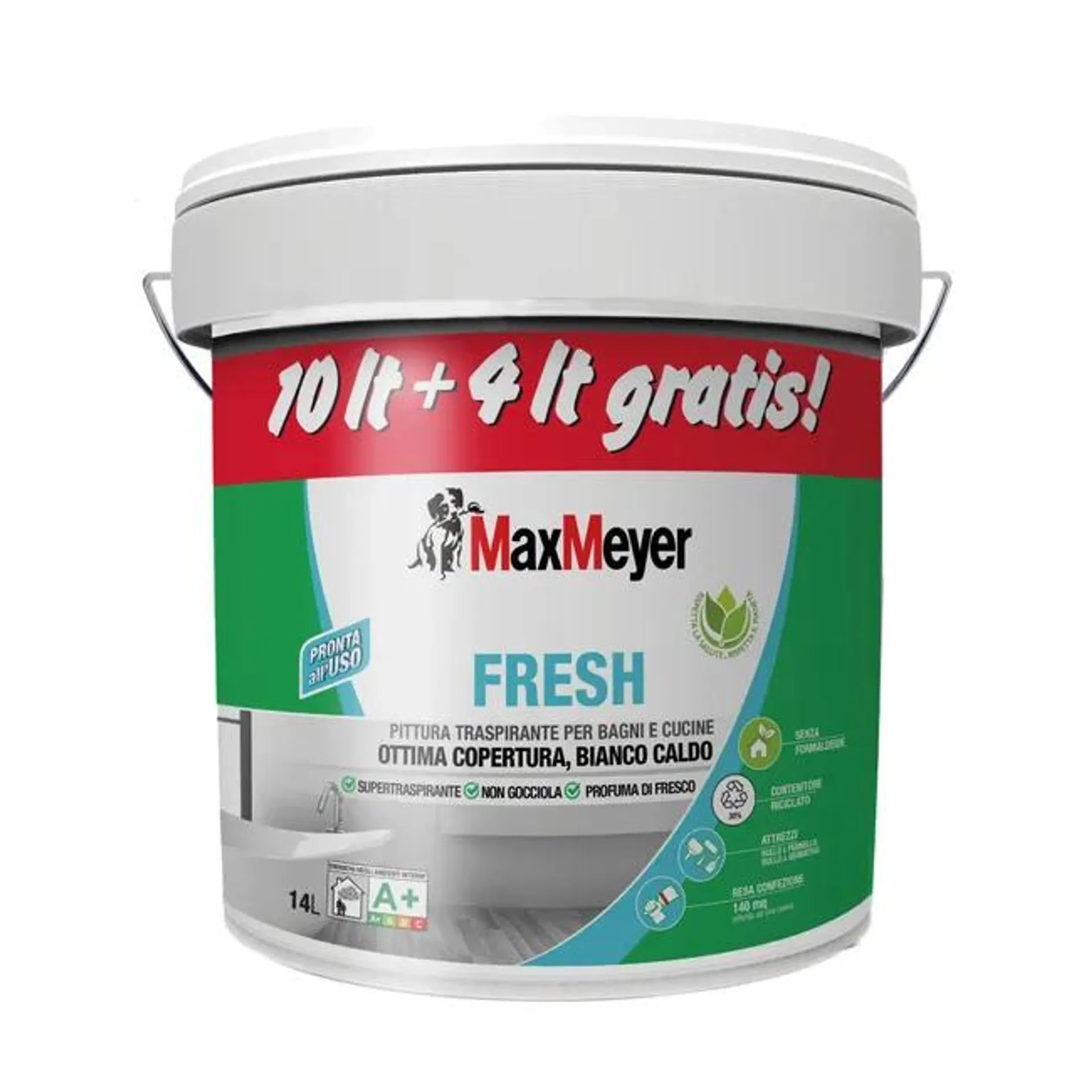 Pittura per interni, MAXMEYER Fresh A+ bianco opaco, 14 L