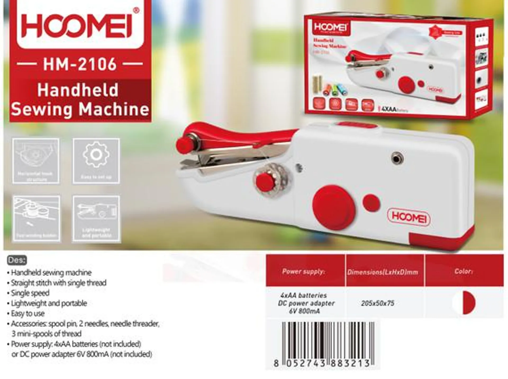 Hoomei - Mini Macchina Da Cucire 205x50x75 mm