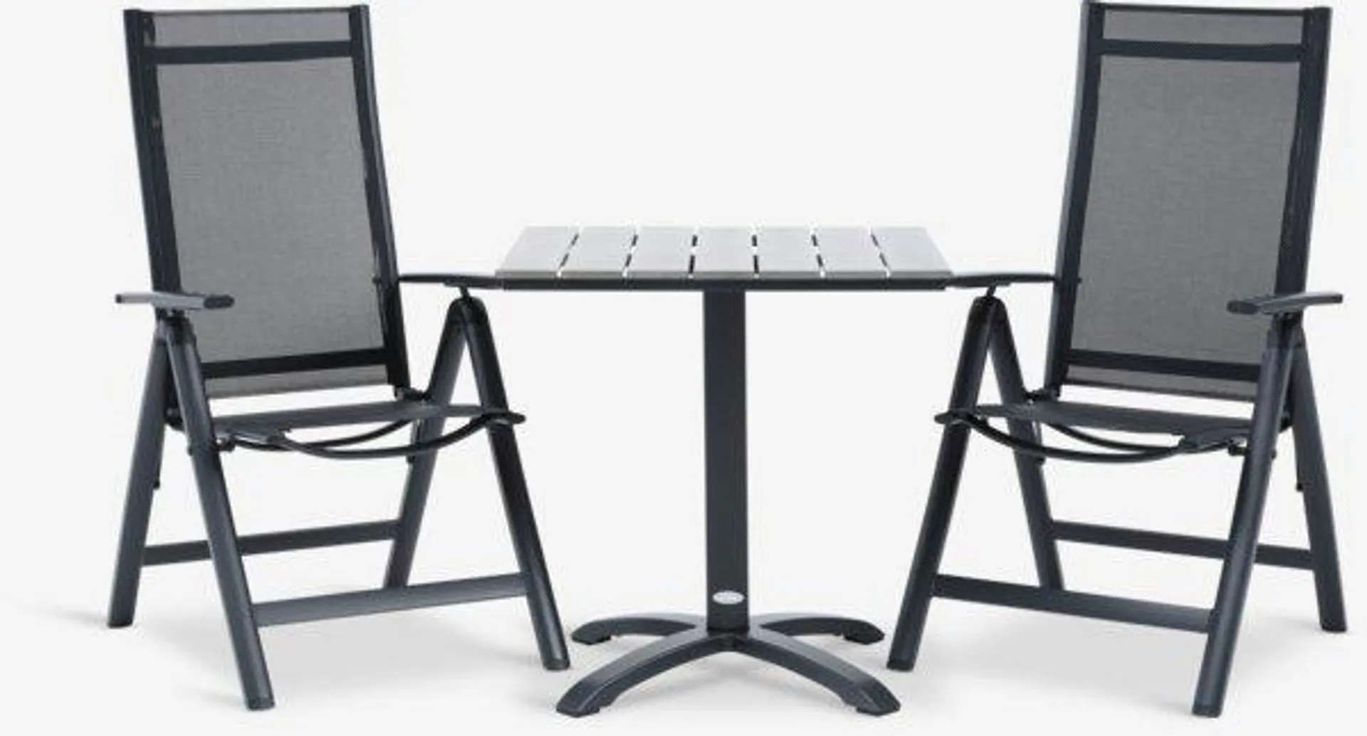 HOBRO Tavolo L70 cm grigio + 2 LOMMA Sedie nero