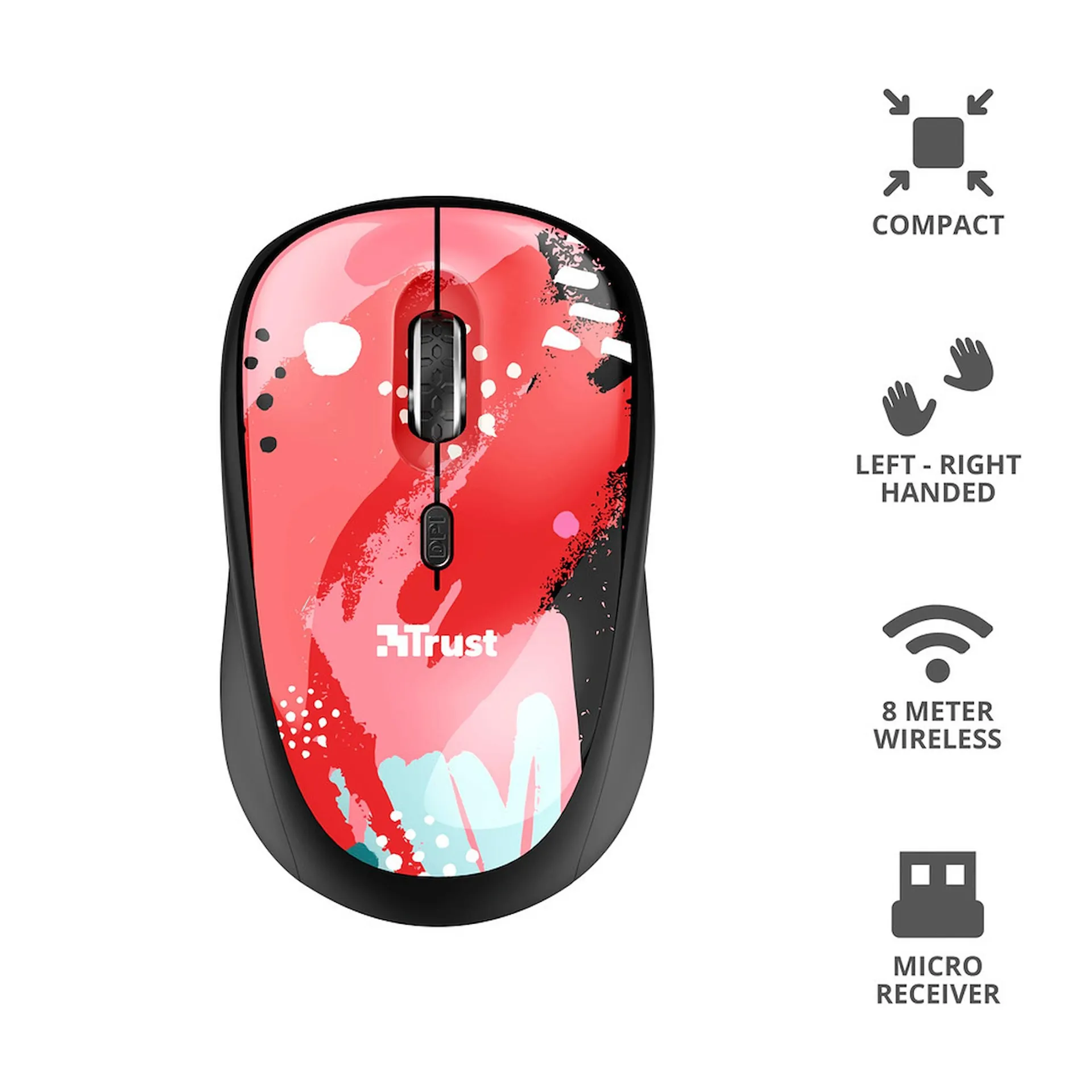 TRUST - YVI WIRELESS MOUSE RED BRUSH