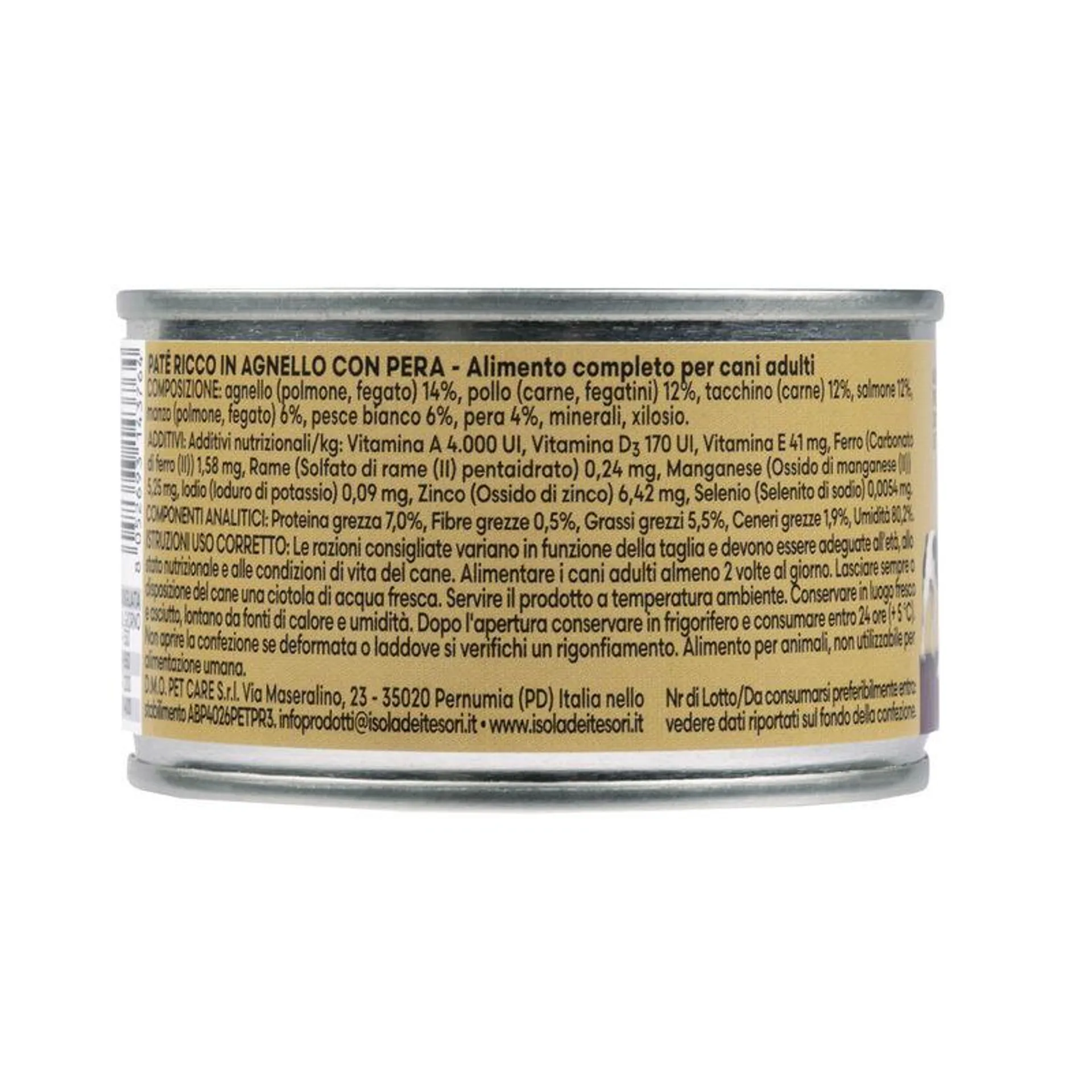 Naturalpet Premium Dog Adult Paté ricco in Agnello con pera 150gr