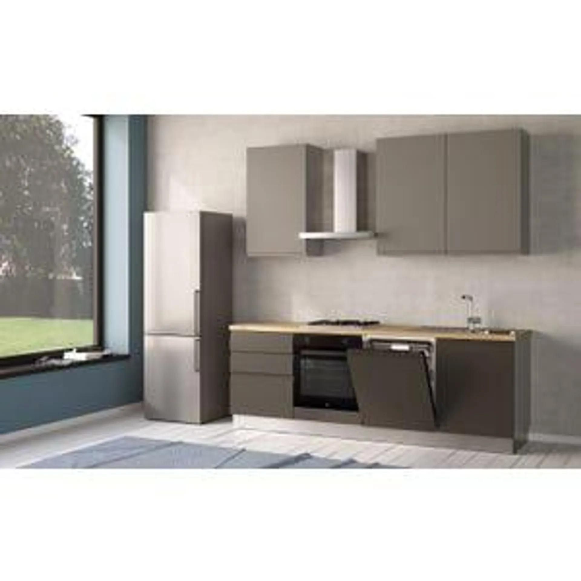 Iris cucina 240 cm colore grigio scuro e grigio chiaro con lavastoviglie