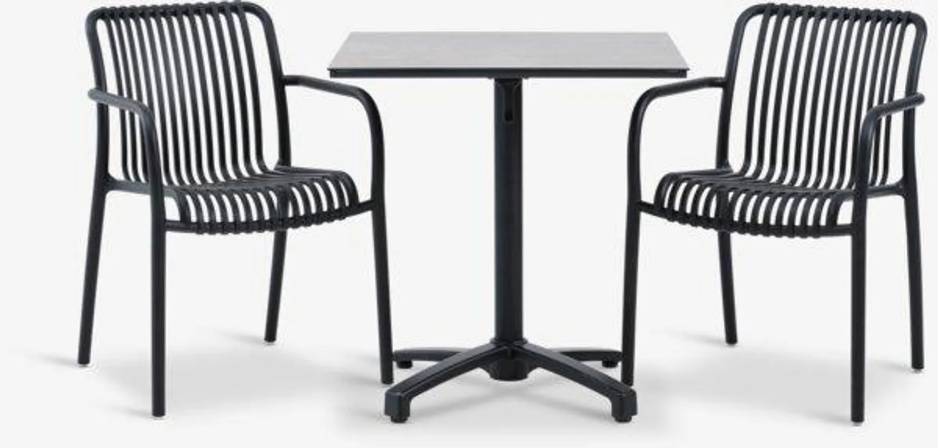 Tavolo TIPMOSE L70 cm grigio + 2 sedie NABBEN nero
