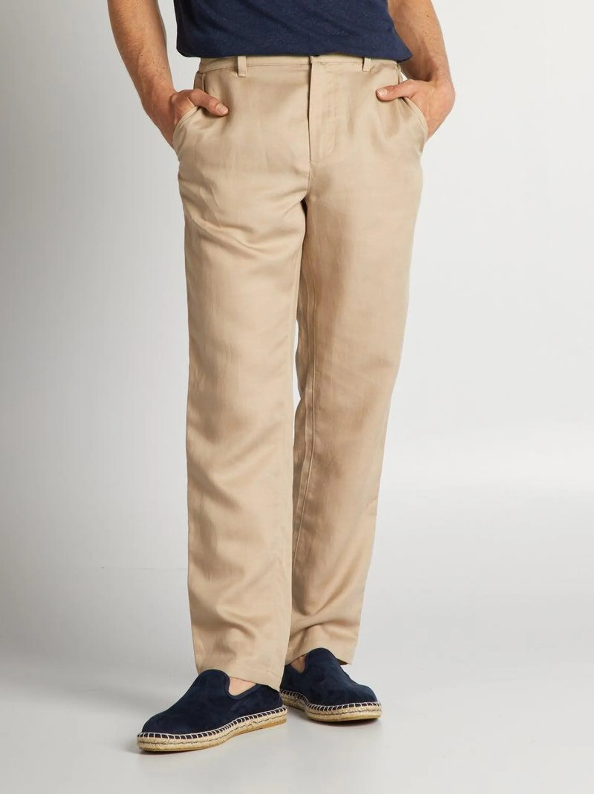 Pantaloni chino in lino - beige