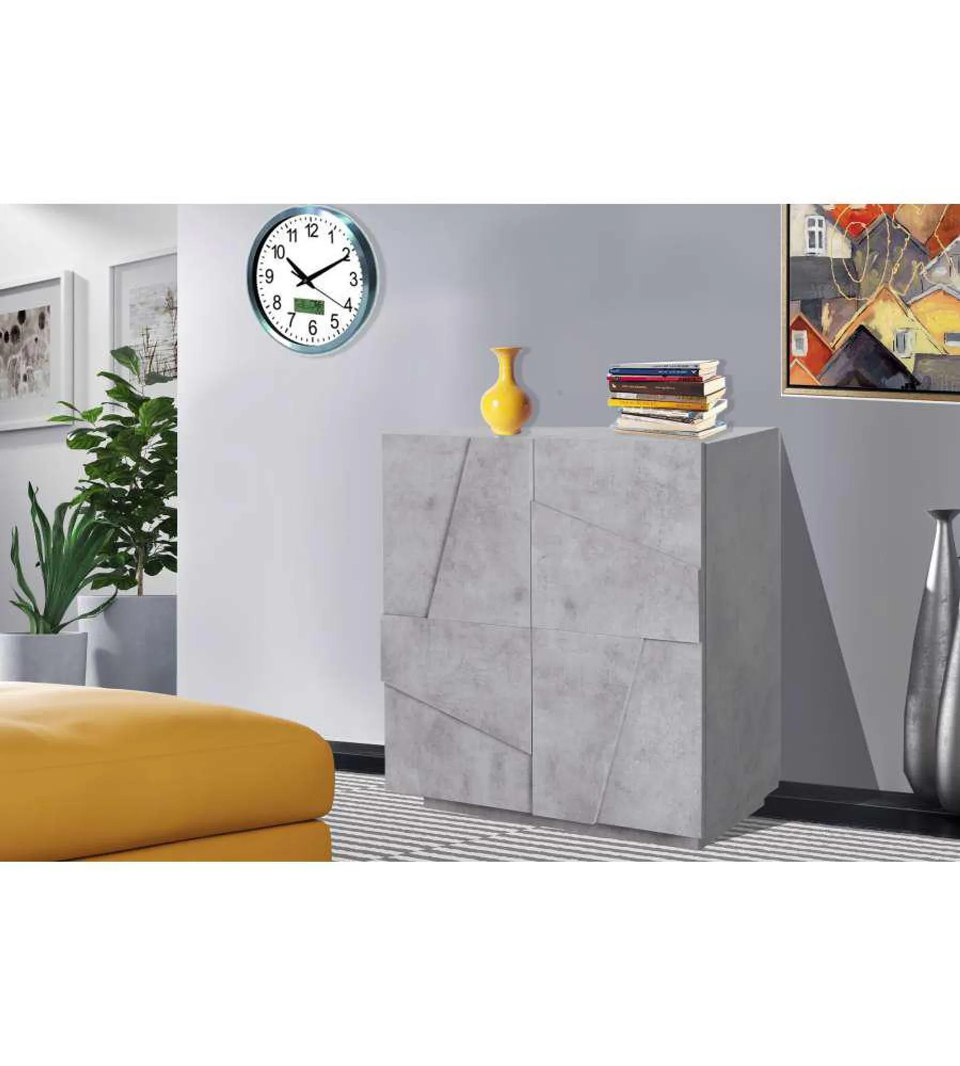 Credenza Ping Moderna 2 Ante Battente Cemento