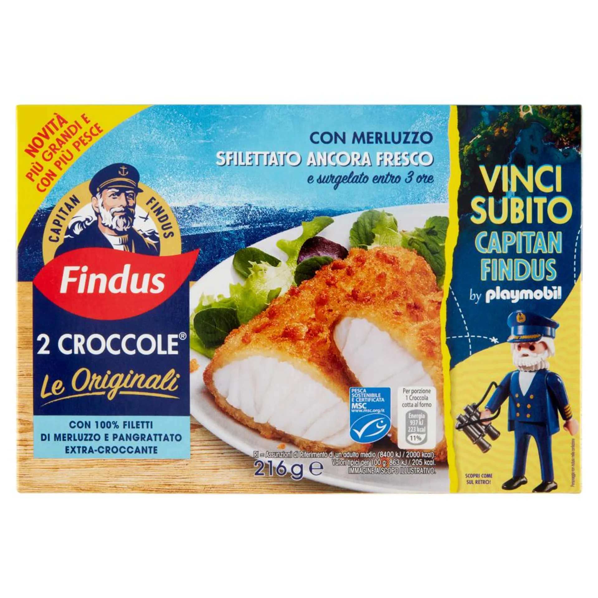 Capitan Findus 2 Croccole con 100% Filetti di Merluzzo - Le originali 216 g