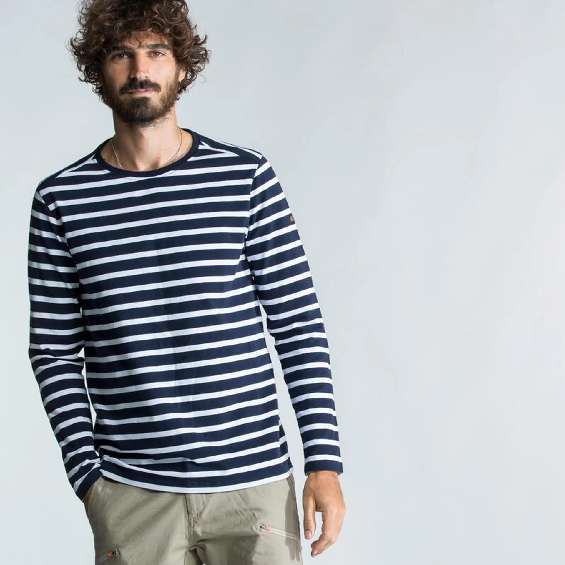 Maglia vela uomo SAILING 100 blu-bianco