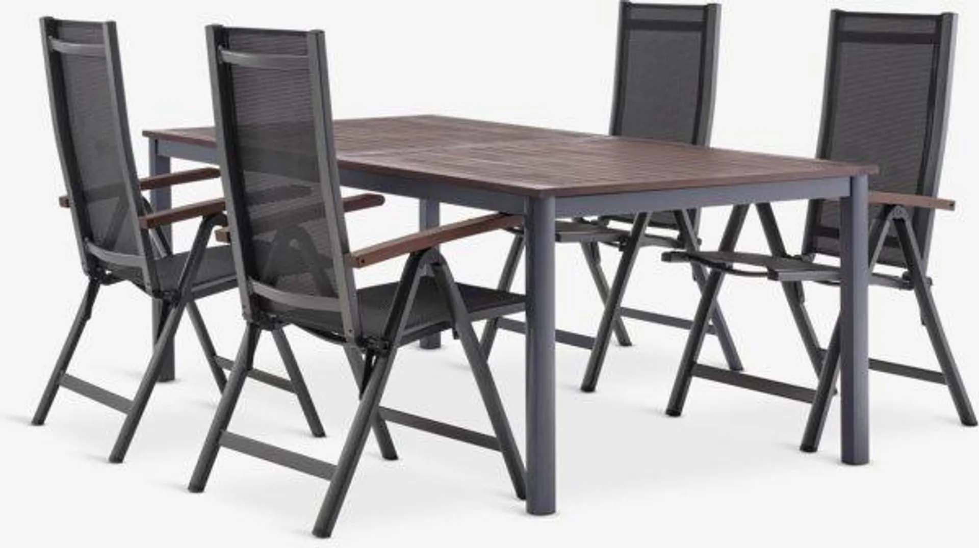 Tavolo YTTRUP L210/300 legno duro + 4 sedie LIMHAMN recl.gri