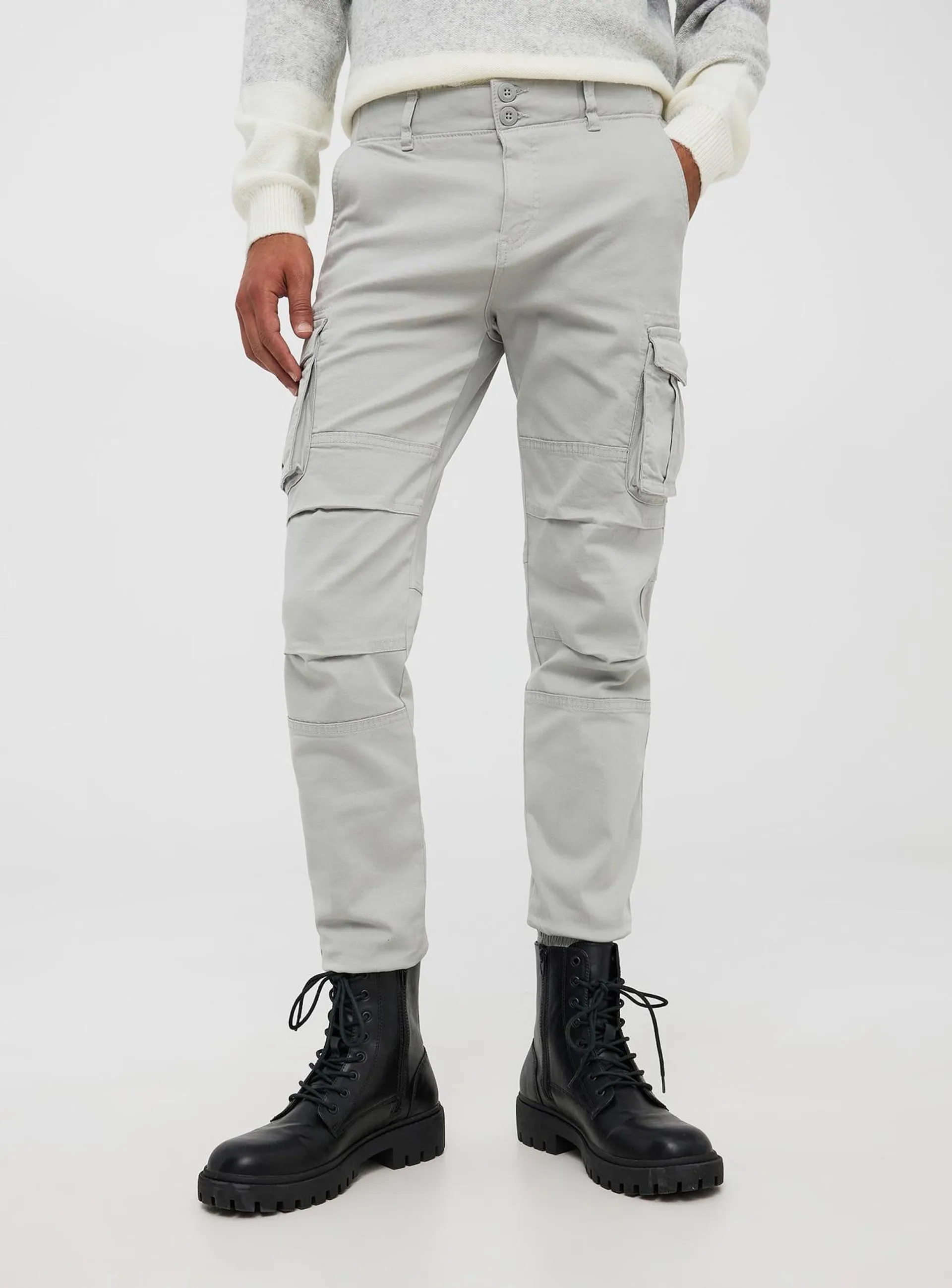 Pantaloni cargo con polsini Grigio cemento