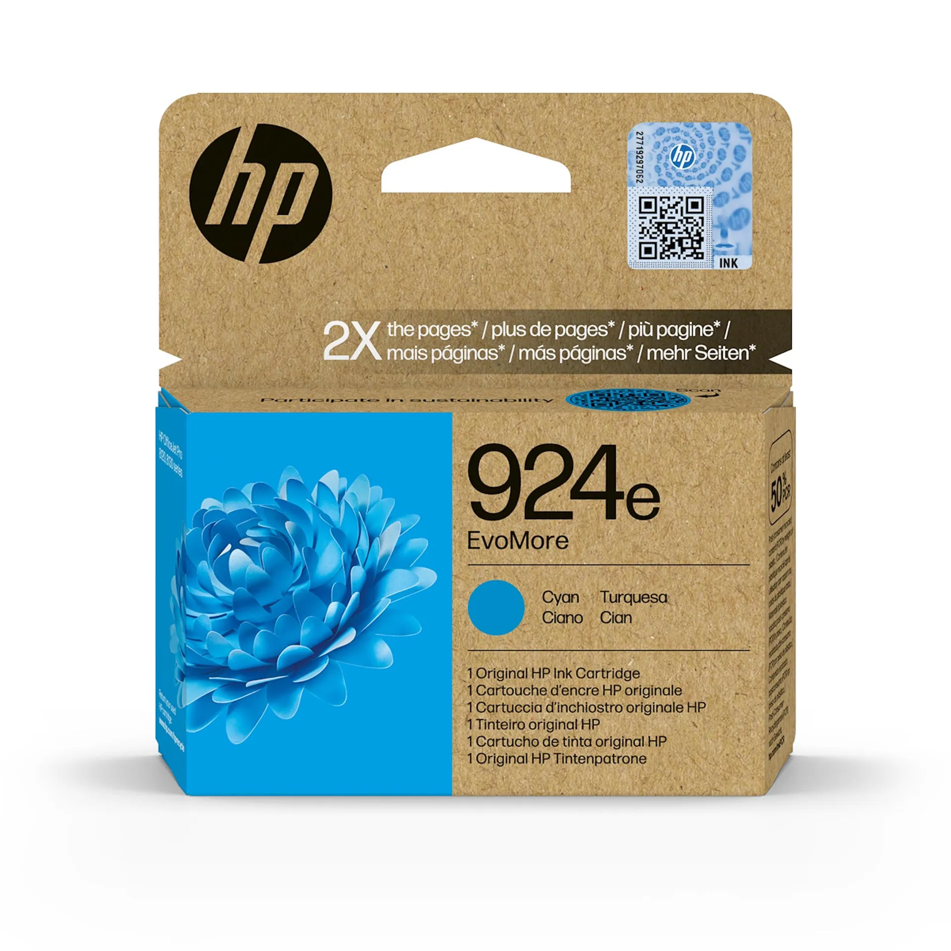 HP - Cartuccia di inchiostro ciano originale HP 937e EvoMore, 4S6W7NE