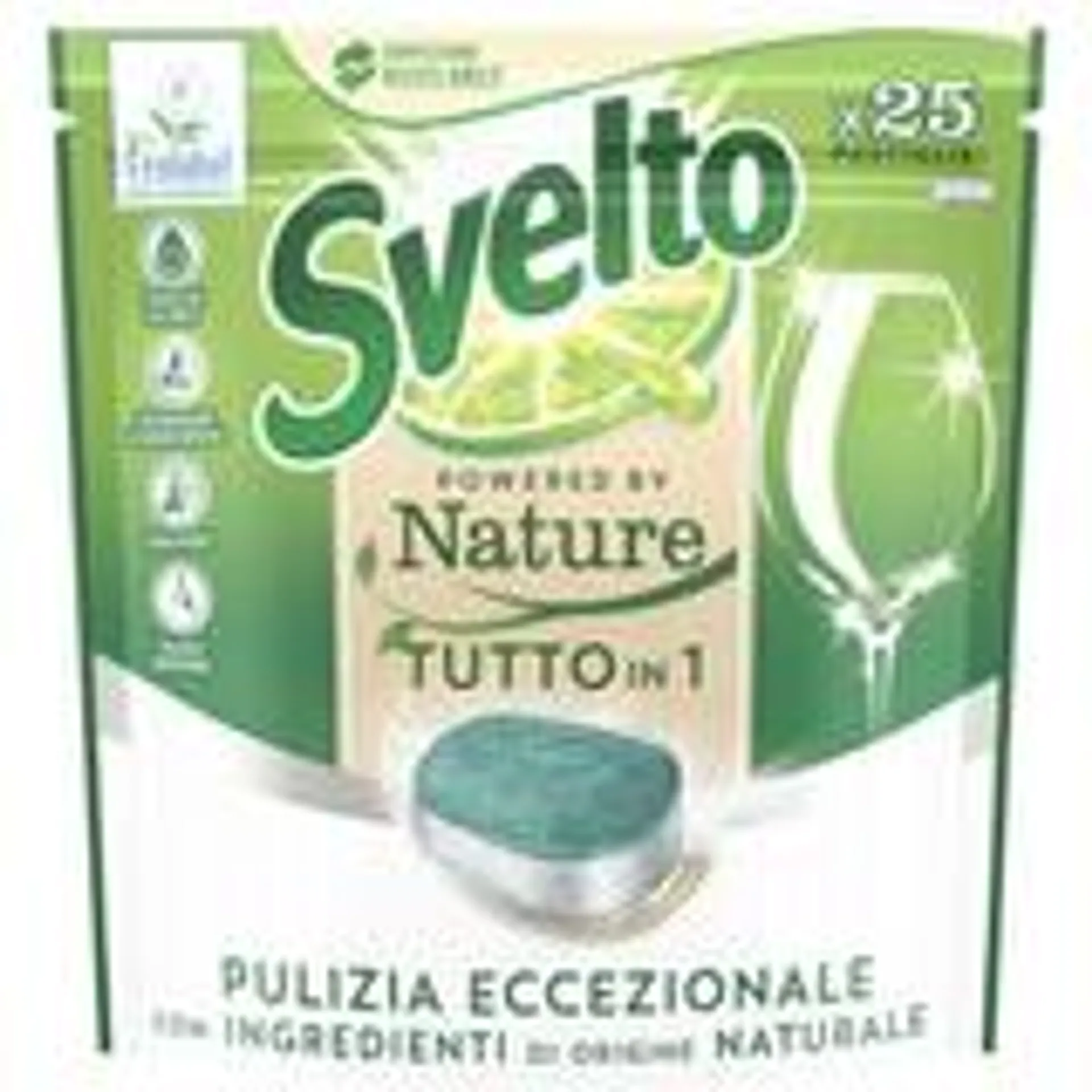 SVELTO LAVASTOVIGLIE TABS 25 LAVAGGI POWERED NATURE TUTTO IN 1 REGULAR