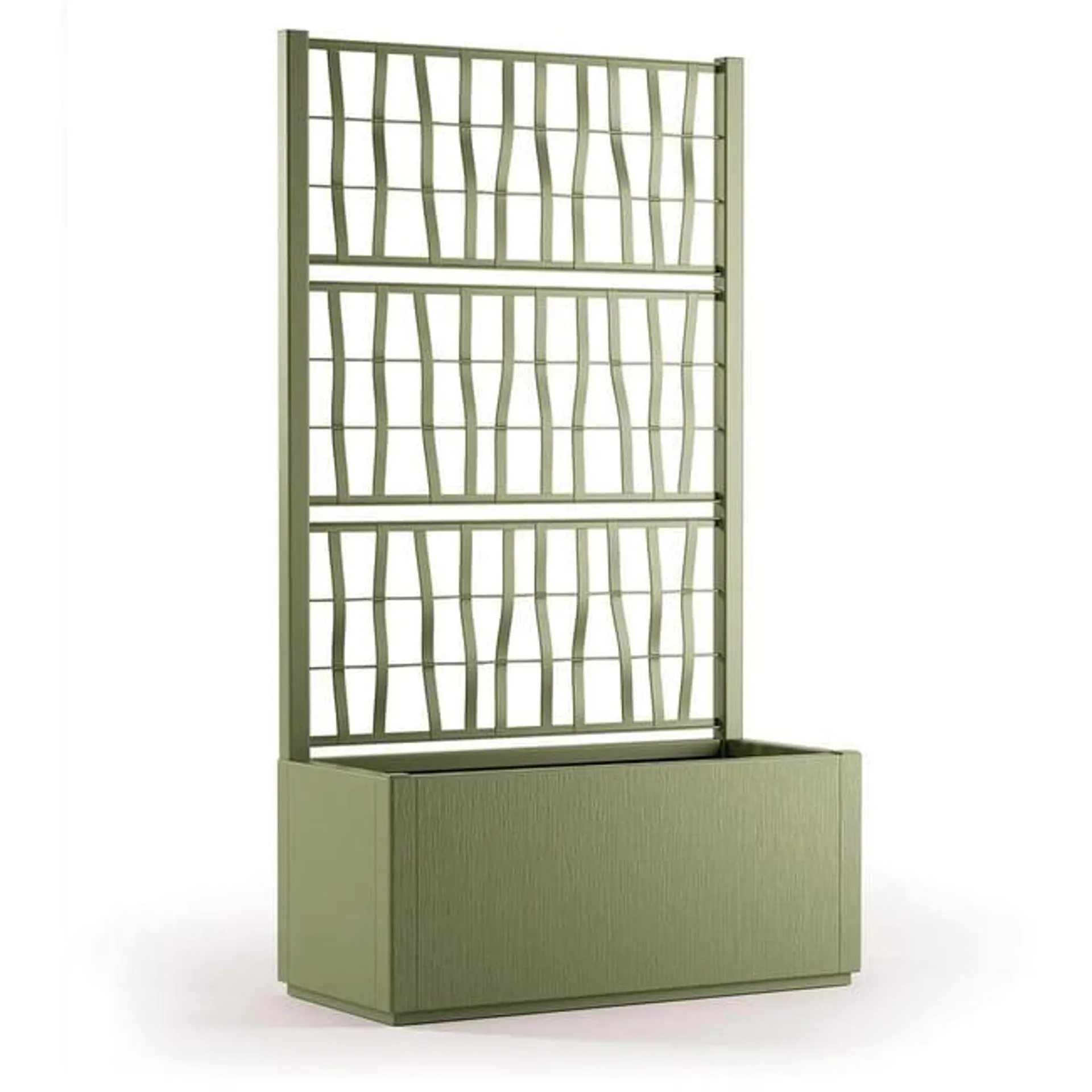 Fioriera con grigliato ETHICA STEFANPLAST in polipropilene verde oliva H 140 x L 80 x P 36 cm