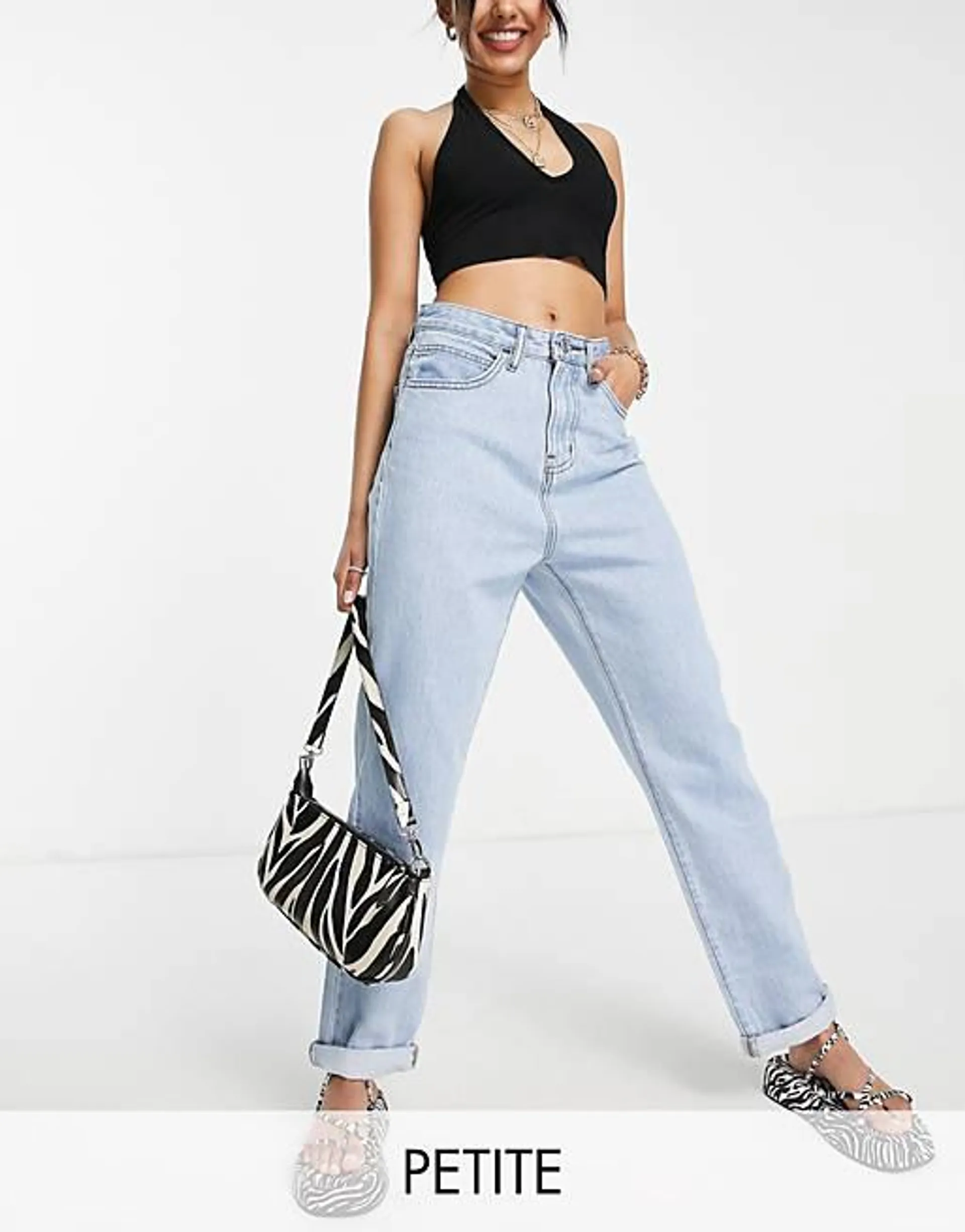 Don't Think Twice Petite - Lou - Mom jeans lavaggio azzurro