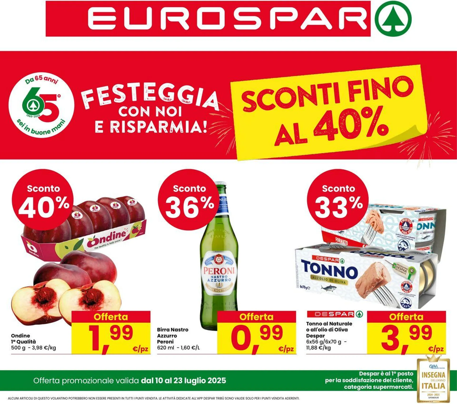 Eurospar Volantino attuale da 10 luglio a 23 luglio di 2025 - Pagina del volantino 1