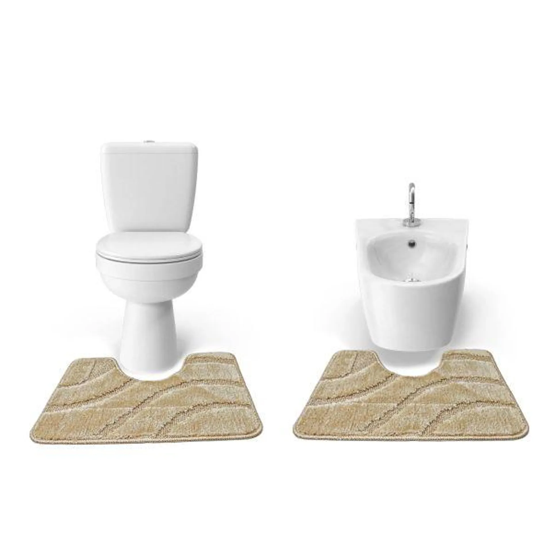 SET TAPPETI BAGNO 3PZ FERIDRAS PARURE BEIGE