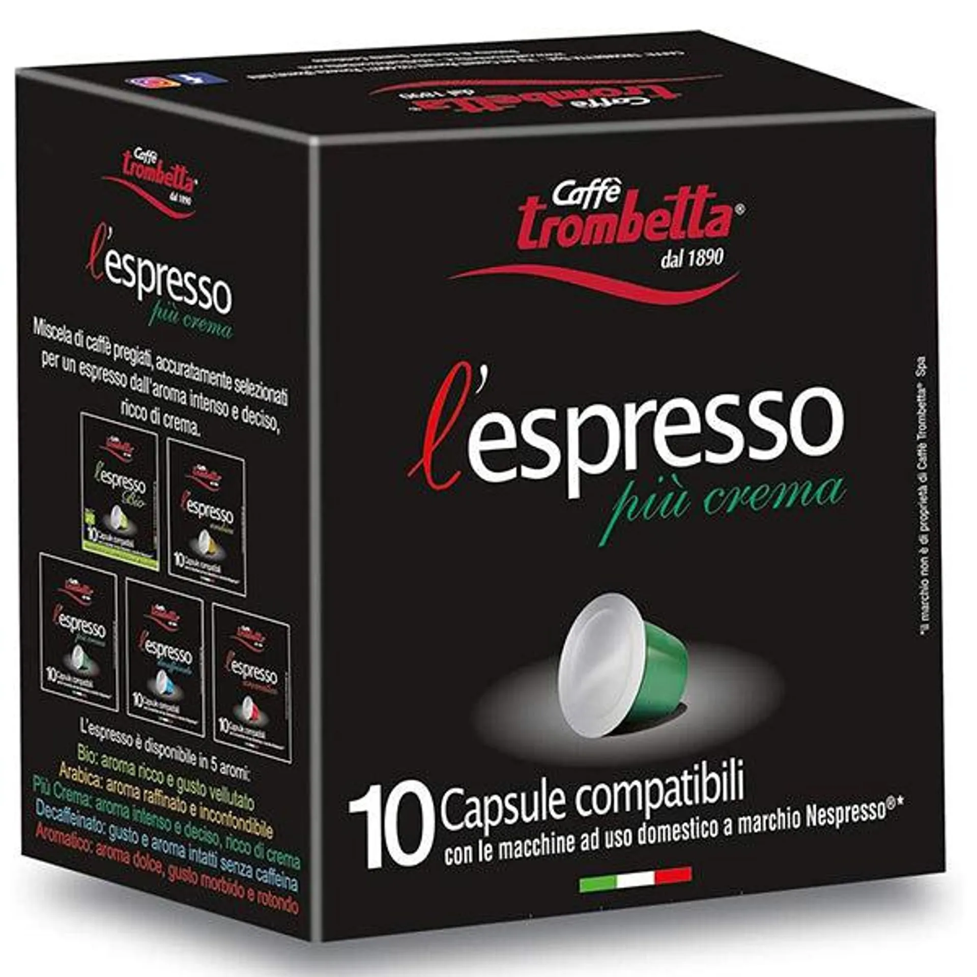 Caffe' 10 Pz Comp. Nespresso Piu' Crema Trombetta