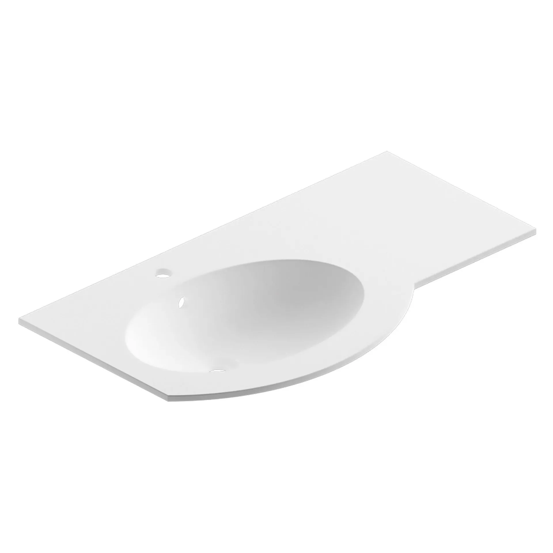 Lavabo da incasso modul round in mineral marmo bianco matt 1 vasca sinistra 90x1,2x51cm lxhxp