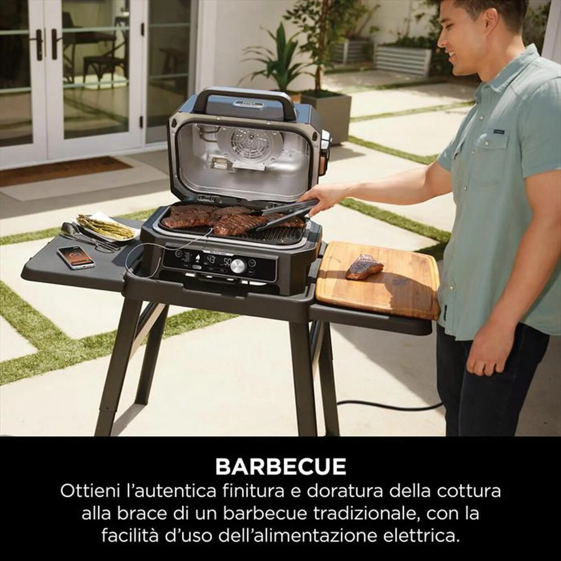NINJA - Barbecue elettrico Woodfire Pro Connect XL OG901EU-Blu