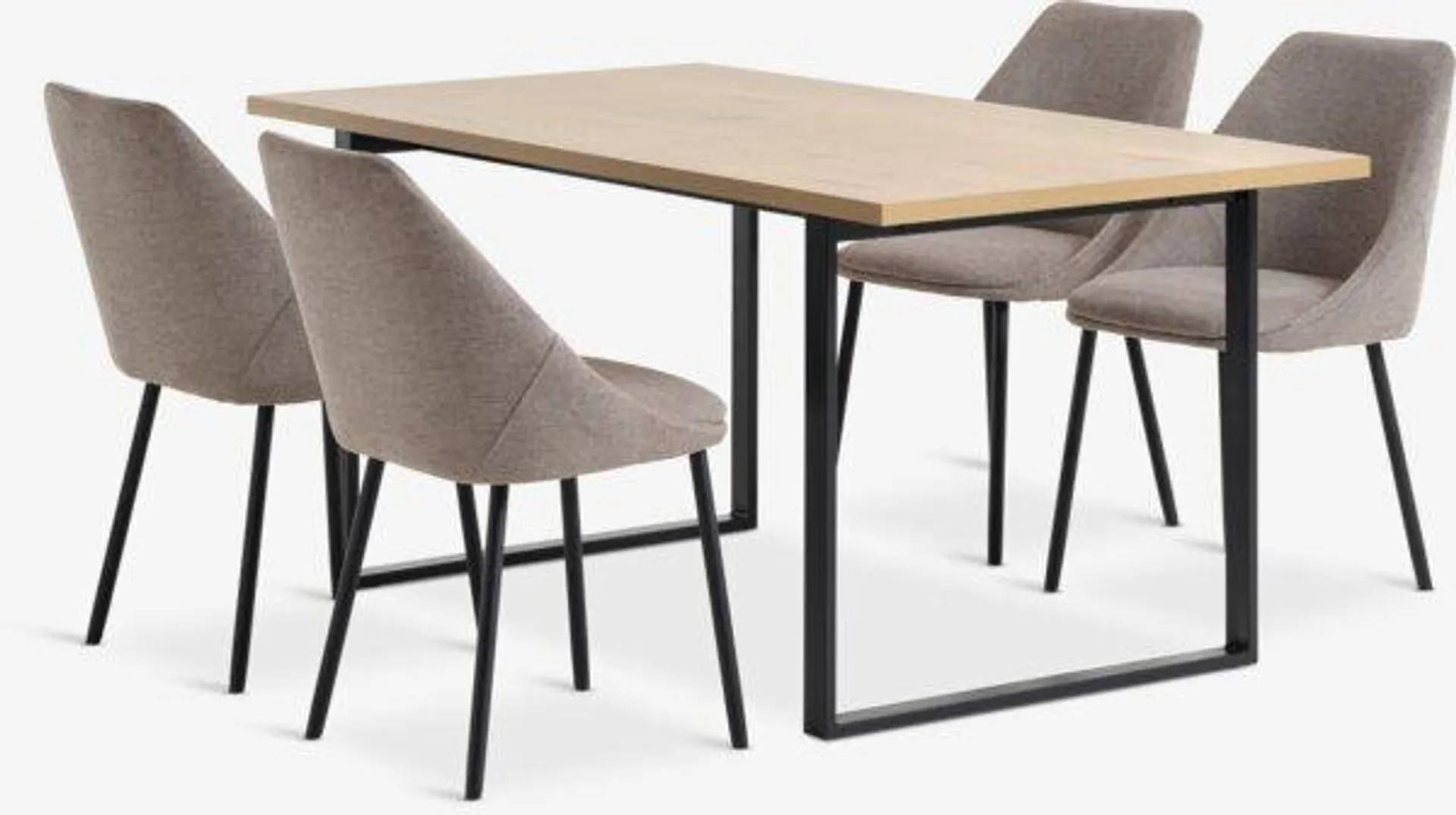 AABENRAA tavolo L160 cm rovere + 4 VELLEV Sedie sabbia/nero