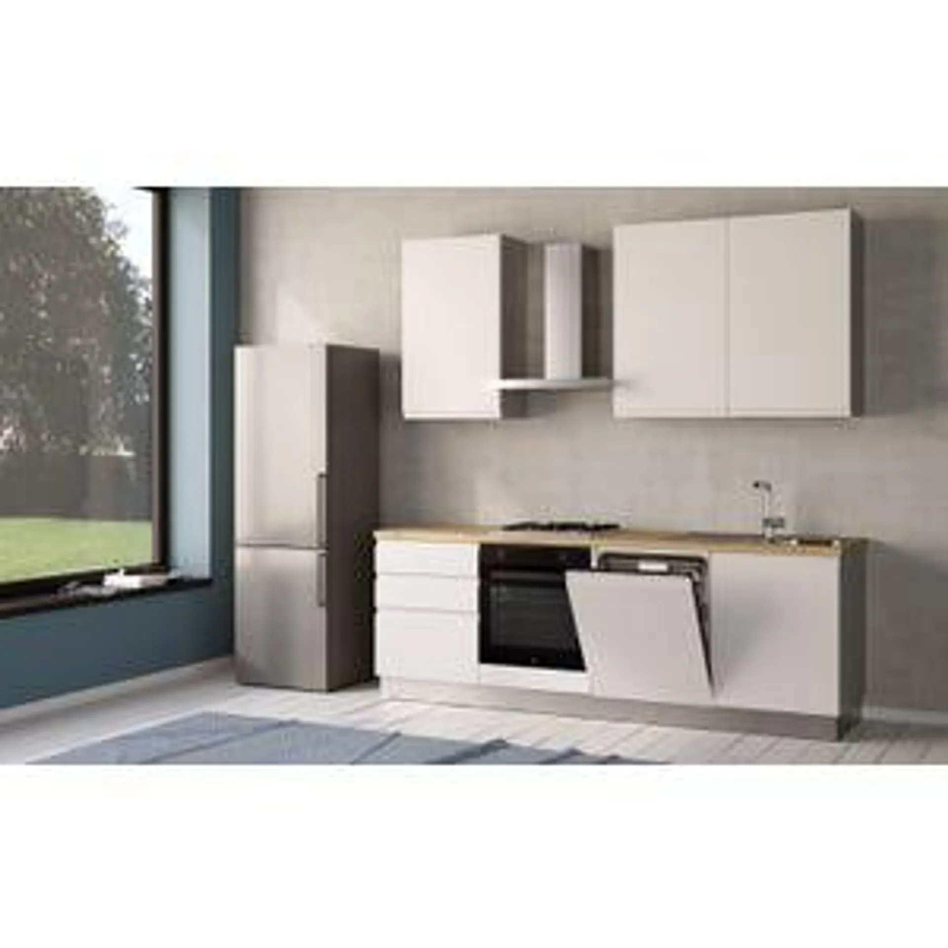 Iris cucina 240 cm colore bianco opaco con lavastoviglie