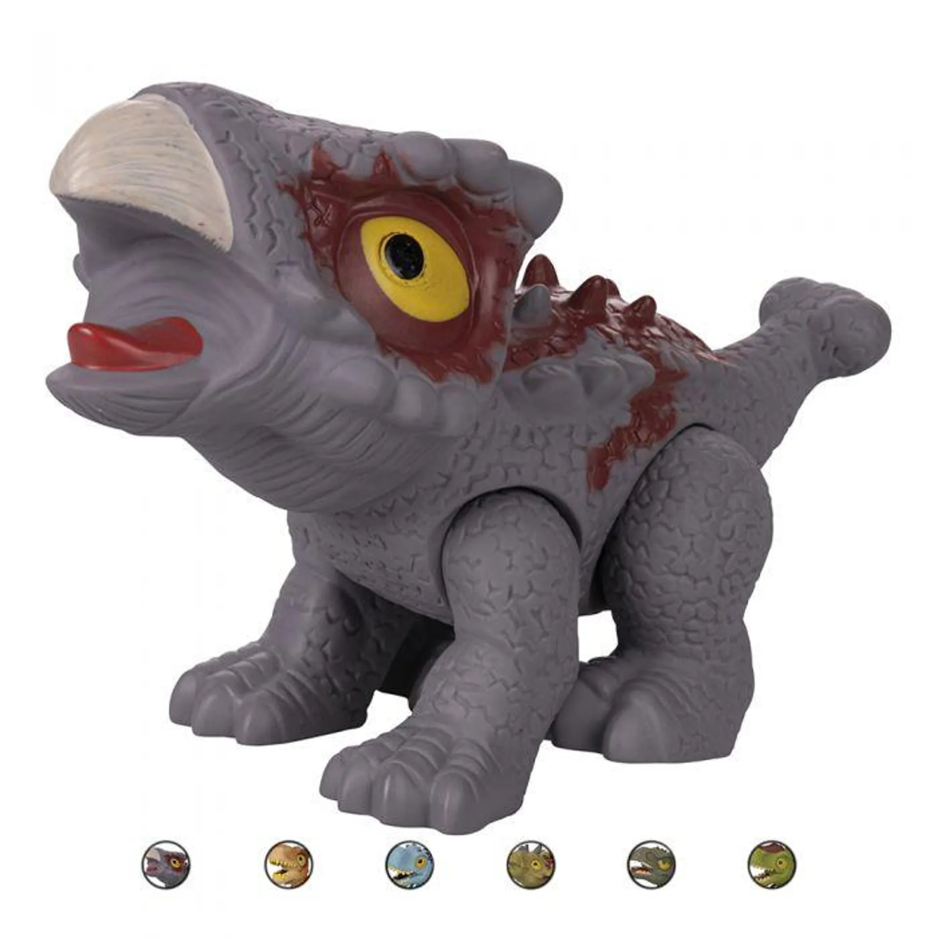 Dinosauro per bambini testa girevole h. 17,5 cm