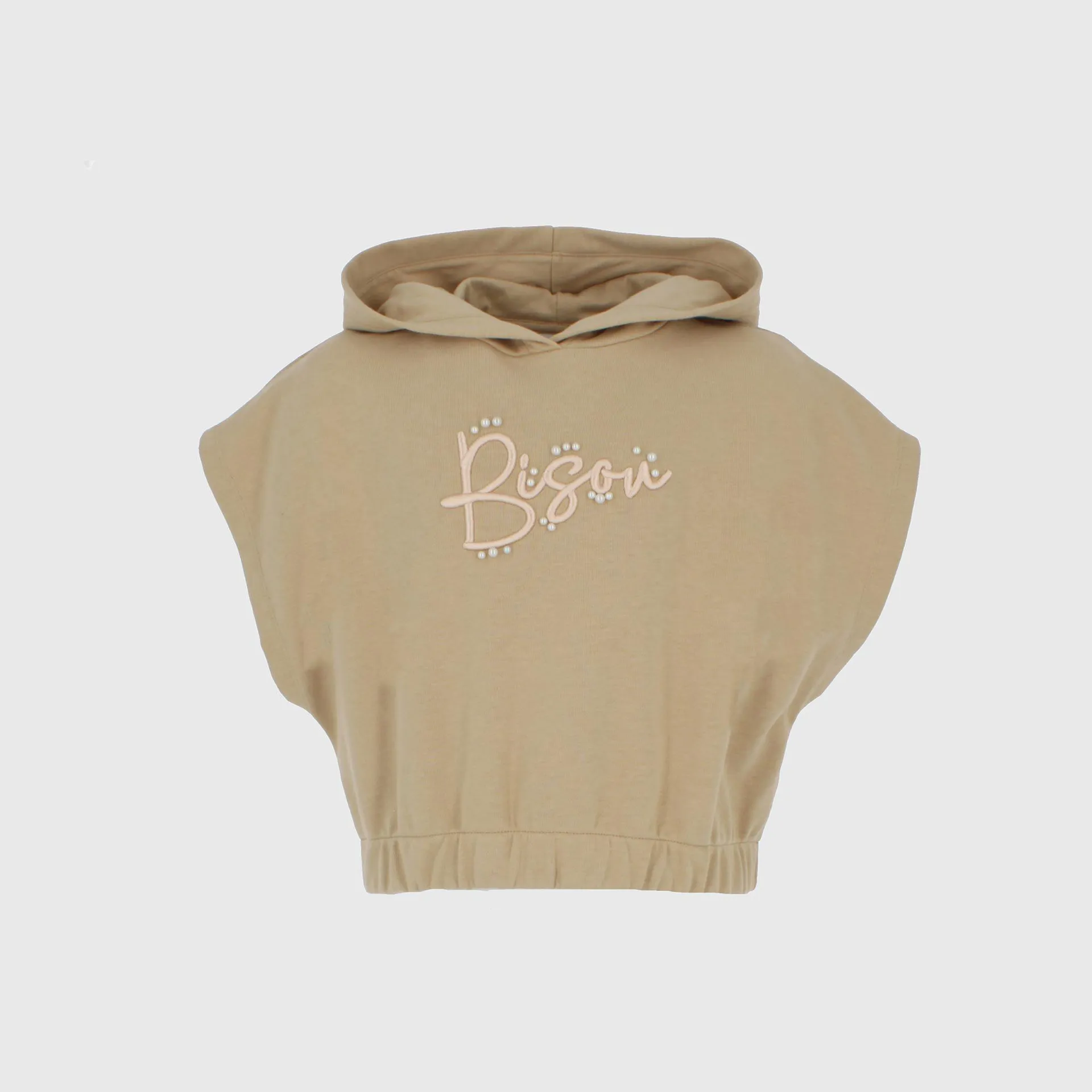 Gilet in felpa con cappuccio da Bambina, BEIGE