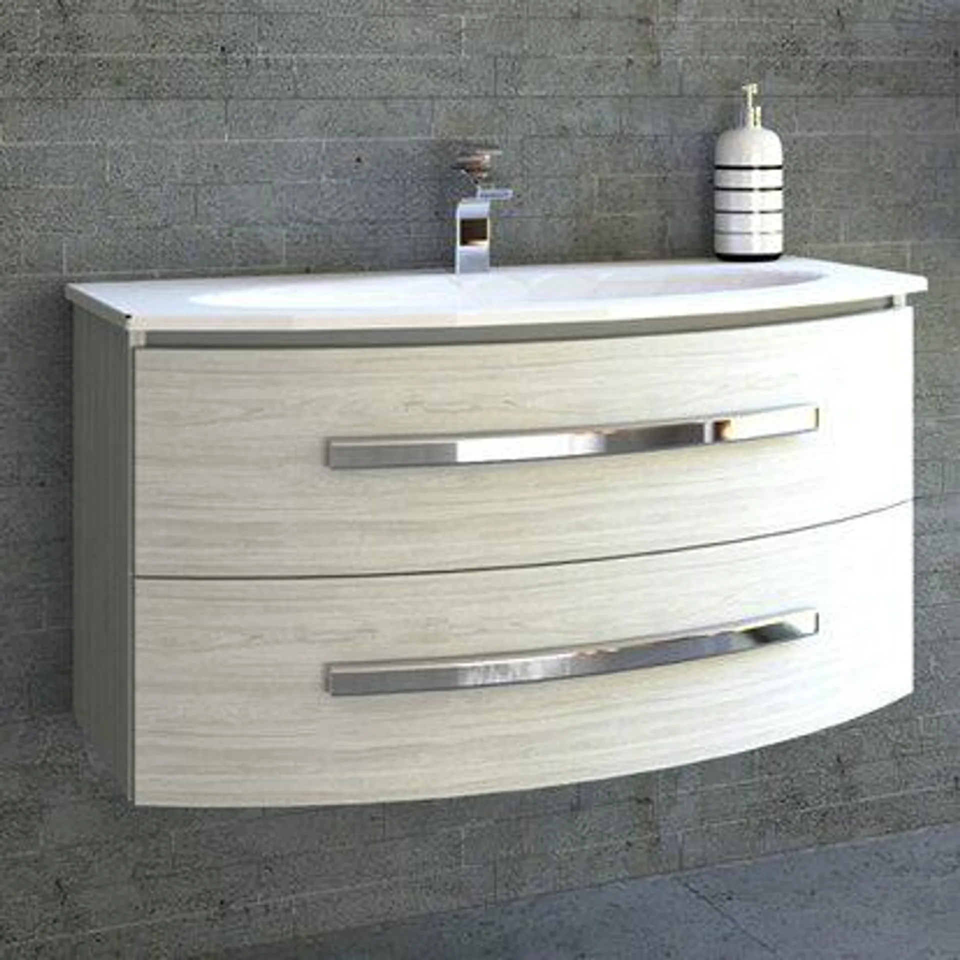 Mobile bagno cm 93x53 con base 2 cassetti e lavabo in mineralmarmo