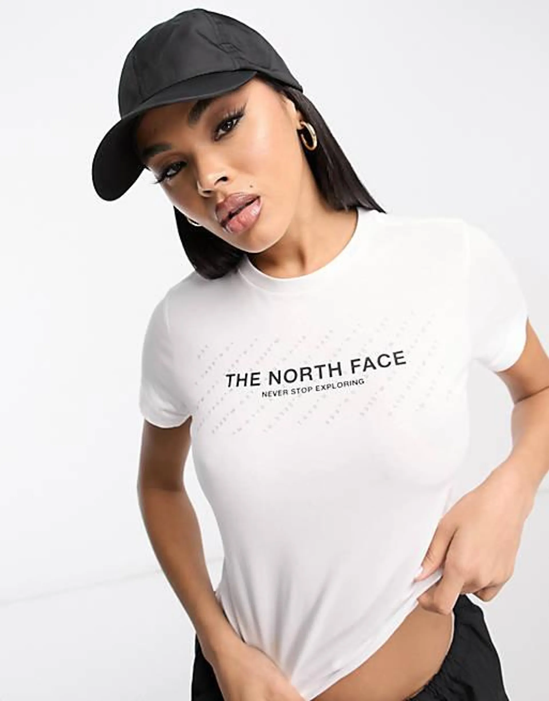 The North Face - Coordinates - T-shirt bianca corta con stampa sul petto