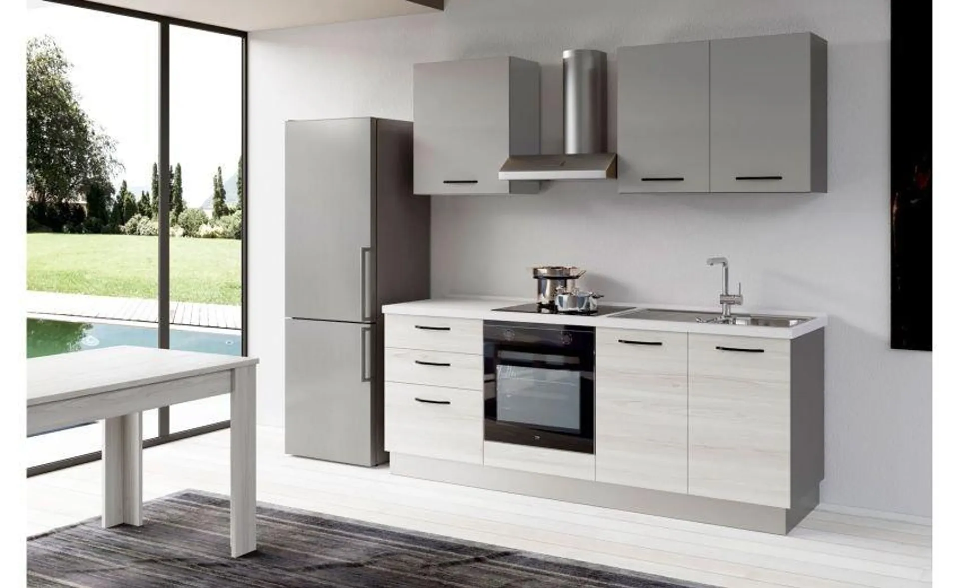 Gilda 2.0 cucina 270 cm colore frassino ghiaccio e light grey