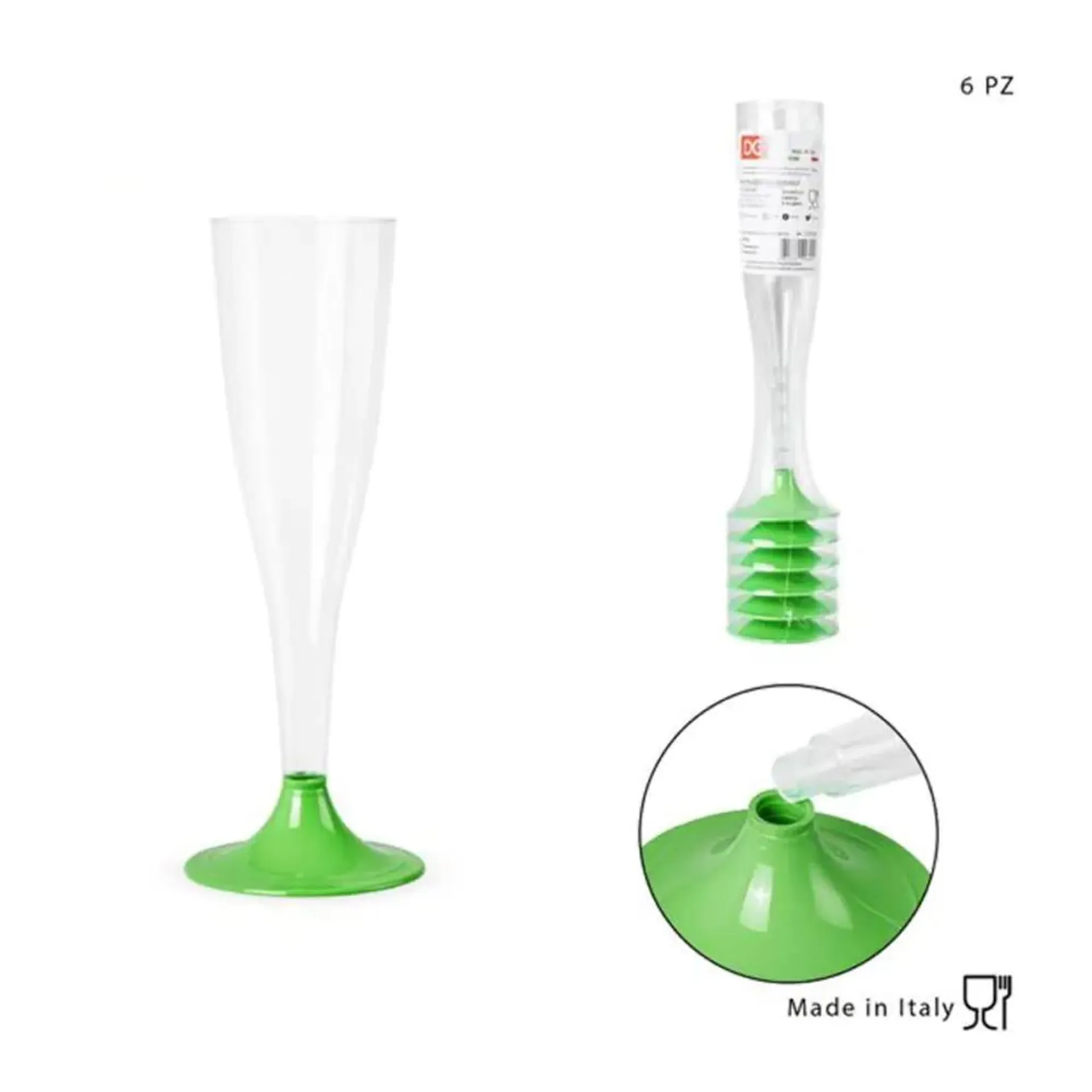 Flute in plastica riutilizzabile 6pz Verde