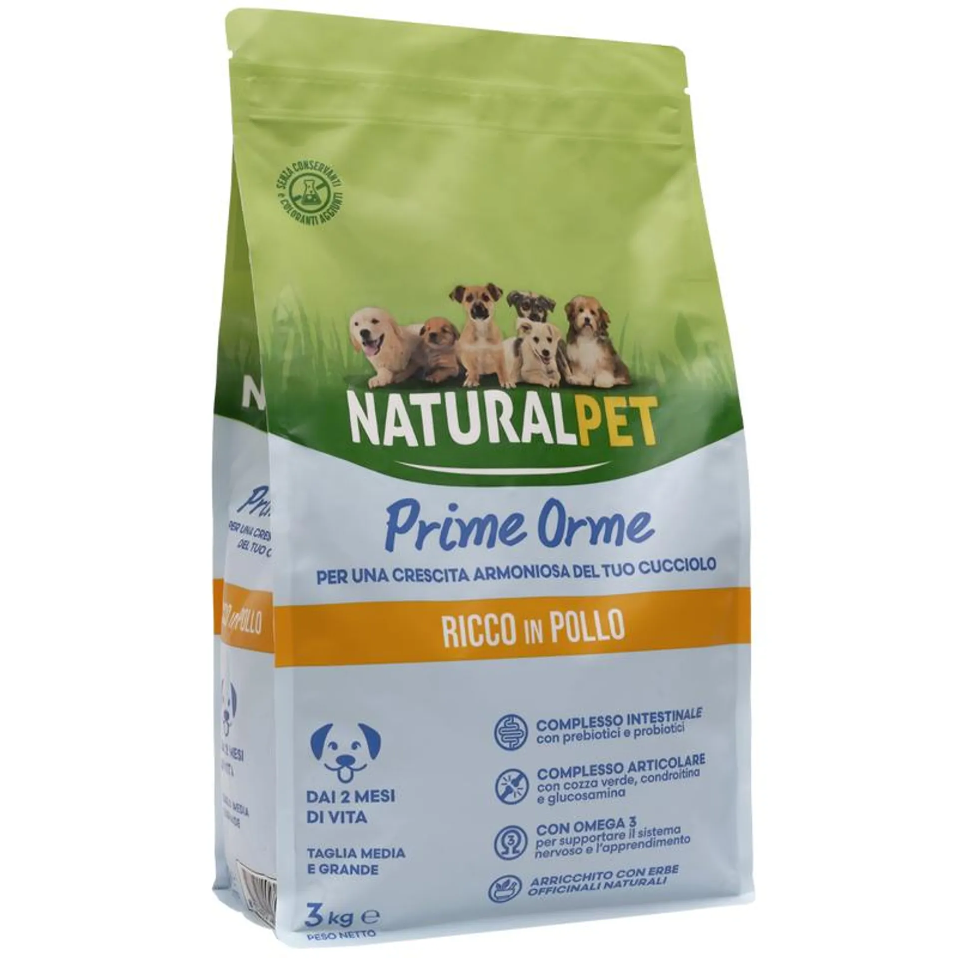 Naturalpet Prime Orme Puppy Medium&Large ricco in Pollo 3kg