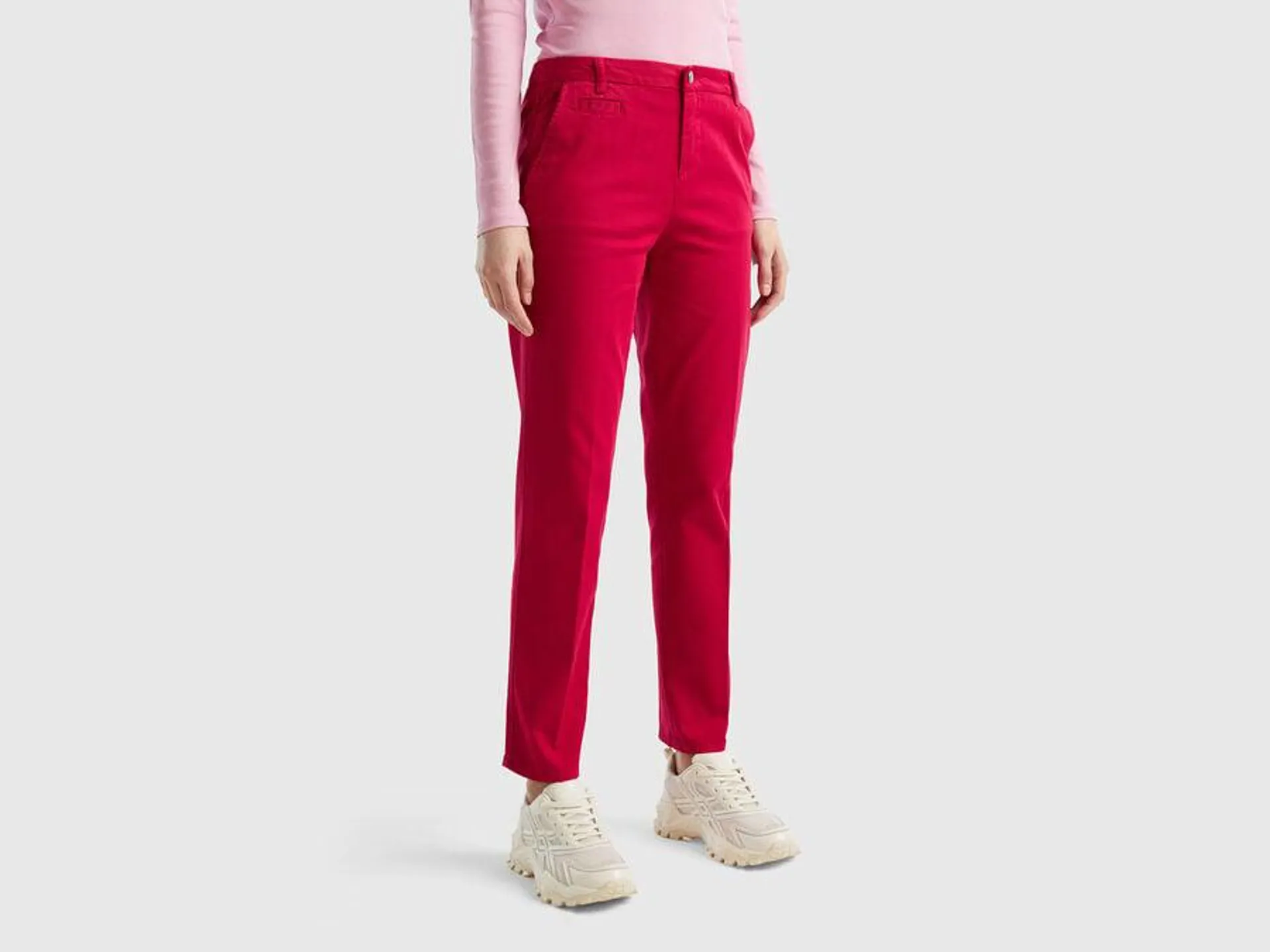 Chino slim rouge cerise en coton