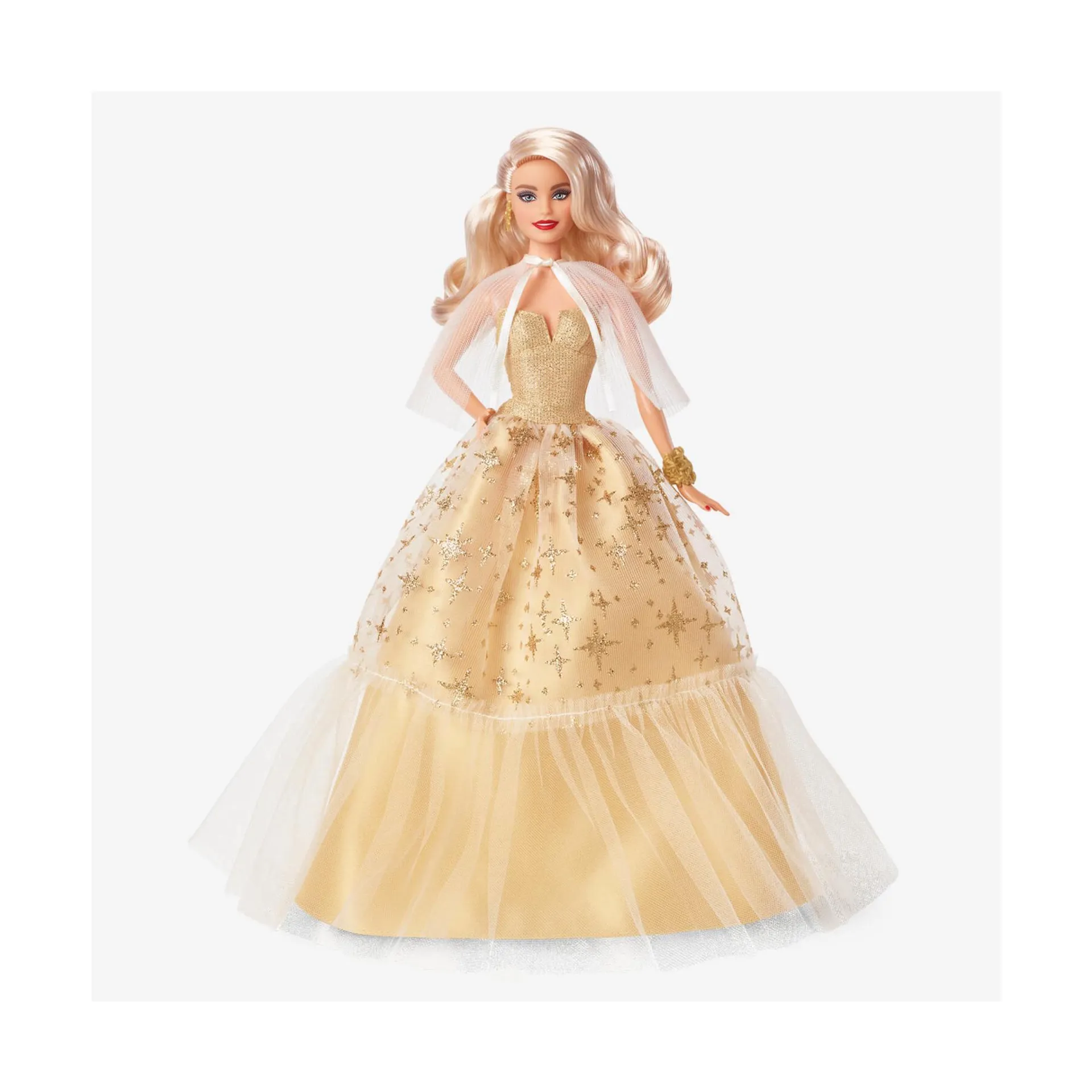 Barbie signature – magia delle feste 2023, bambola da collezione con capelli biondi e abito dorato, confezione da esporre, regalo per le feste, 6+ anni, hjx04