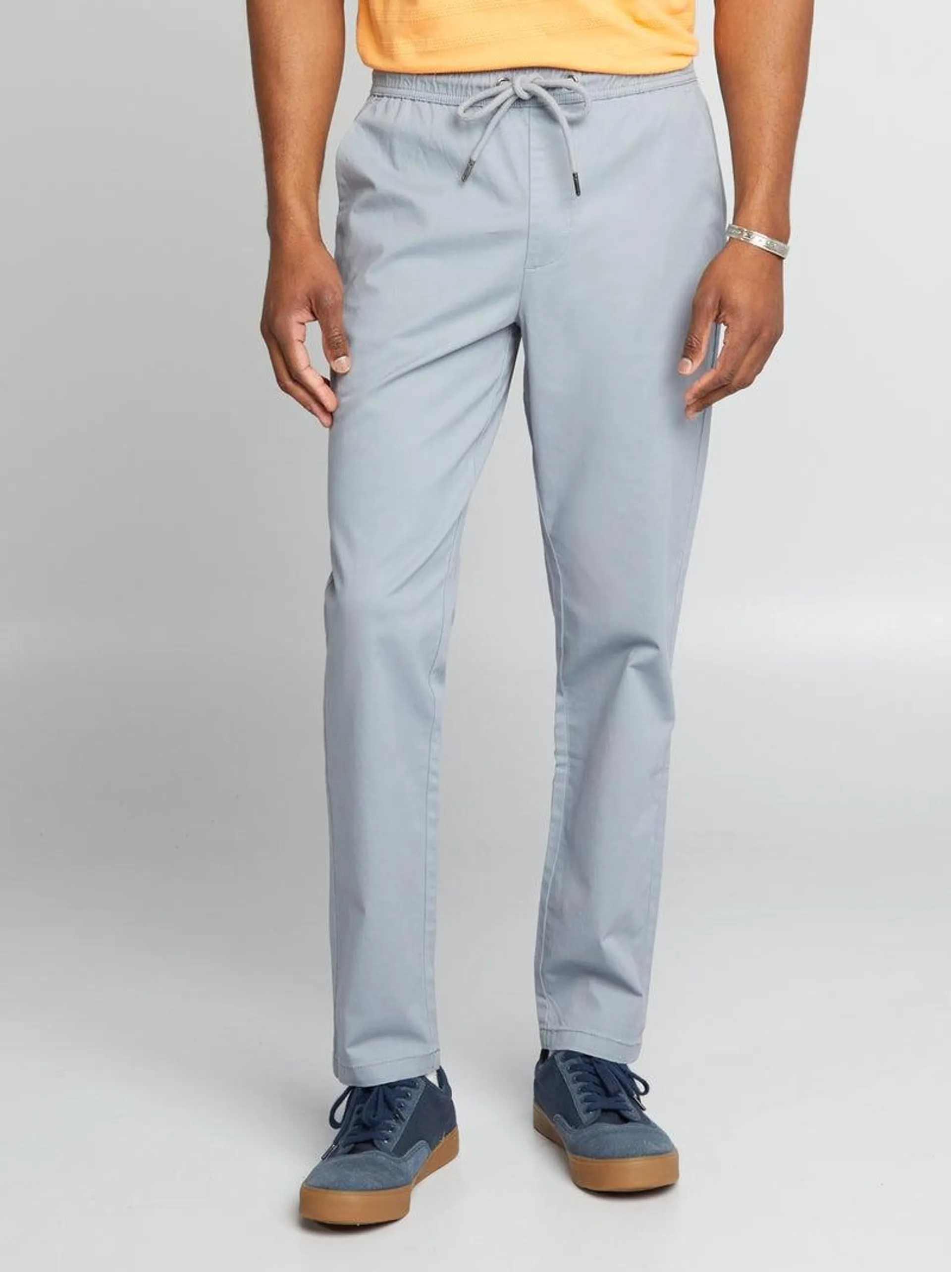 Pantaloni chino con vita elasticizzata - BLU